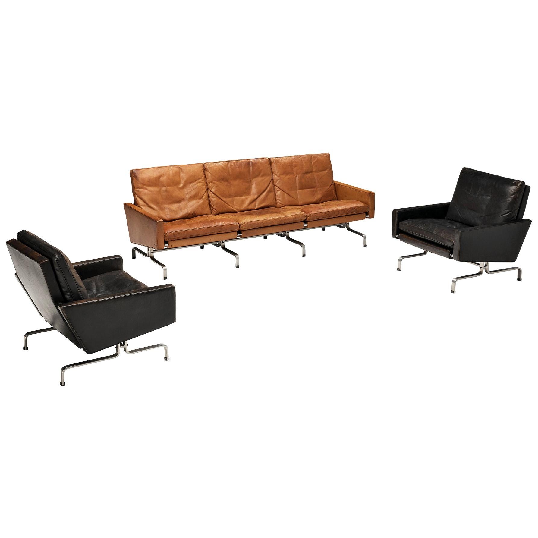 Set of Poul Kjaerholm 'PK31-1' Lounge Chairs and PK31 Sofa in Leather