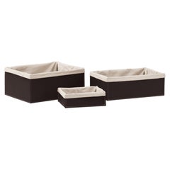 Lot de 3 boîtes pratiques en cuir SONIA - avec sac en coton