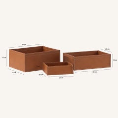 Juego de cajas prácticas de piel regenerada SONIA - Juego de 3 cajas