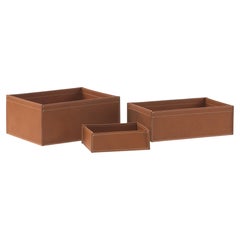 Juego de cajas prácticas de piel regenerada SONIA - Juego de 3 cajas