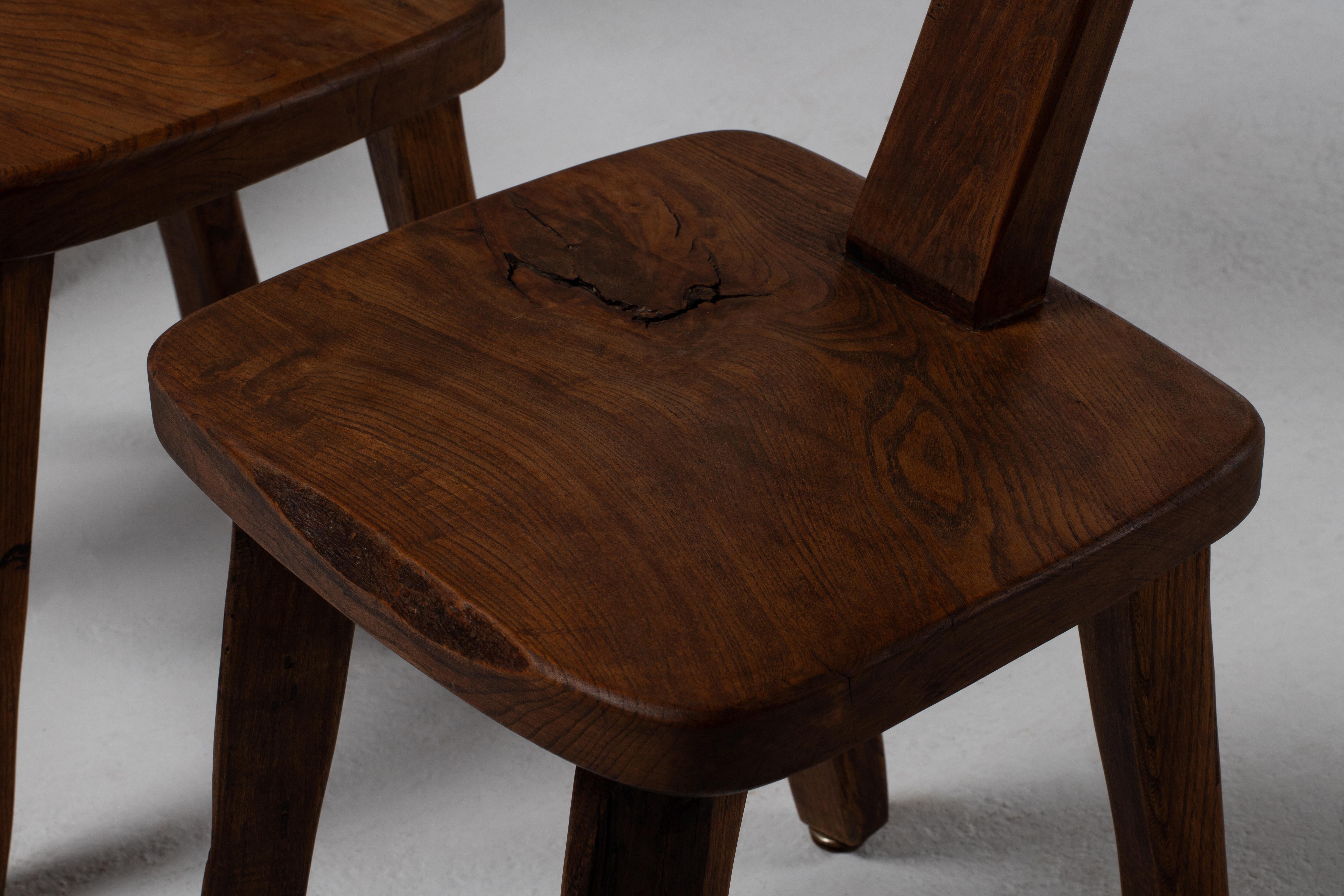 Set di sedie primitive brutaliste in legno massiccio, sedie T, Olavi Hänninen in vendita 9