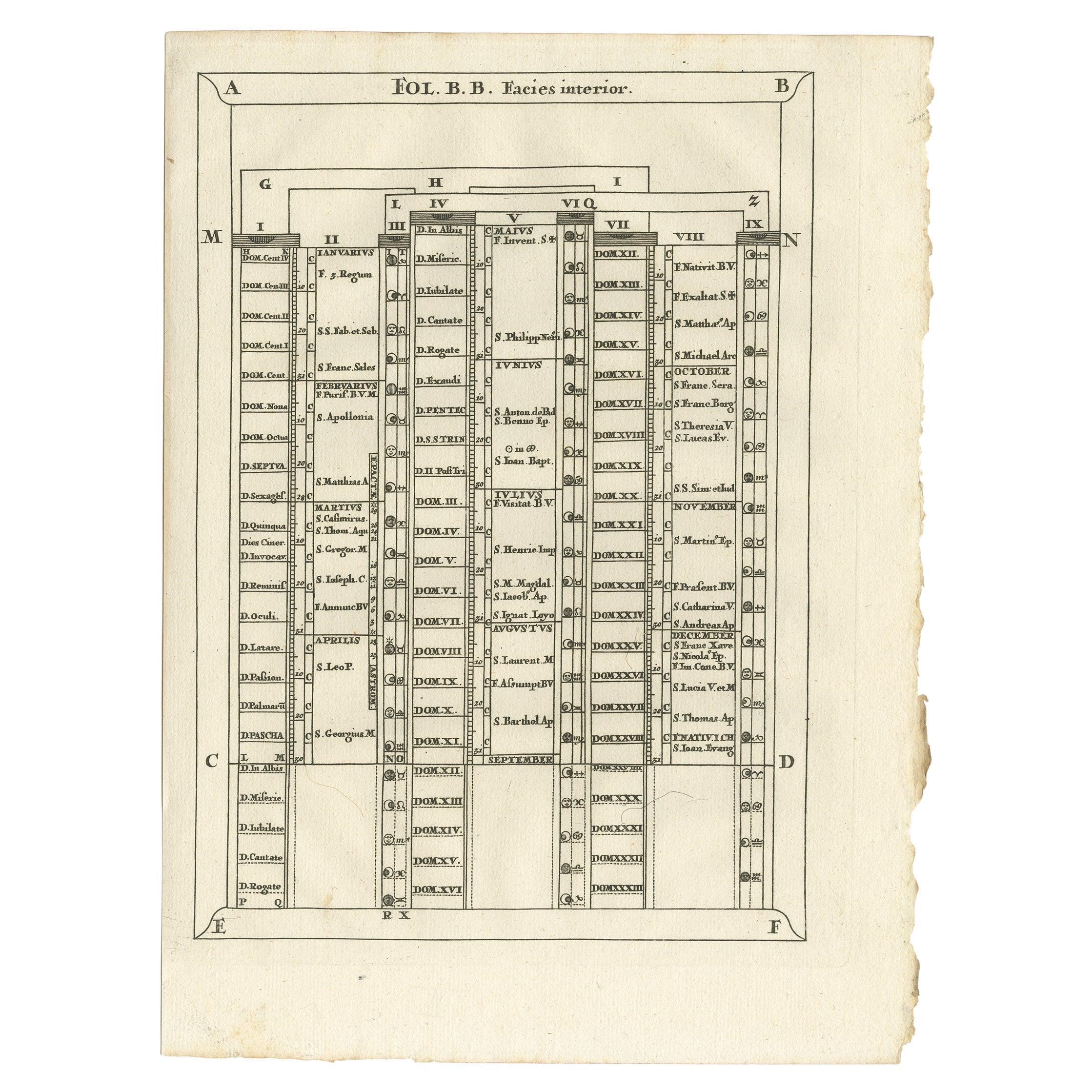 Set of Prints Depicting an Ancient Political and Religious Calendar, C.1780 For Sale