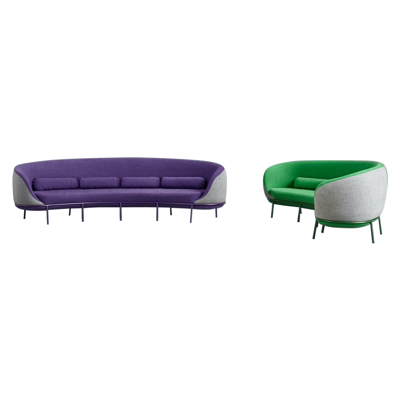 Set aus lila und grünem Nest-Sofa von Pepe Albargues im Angebot