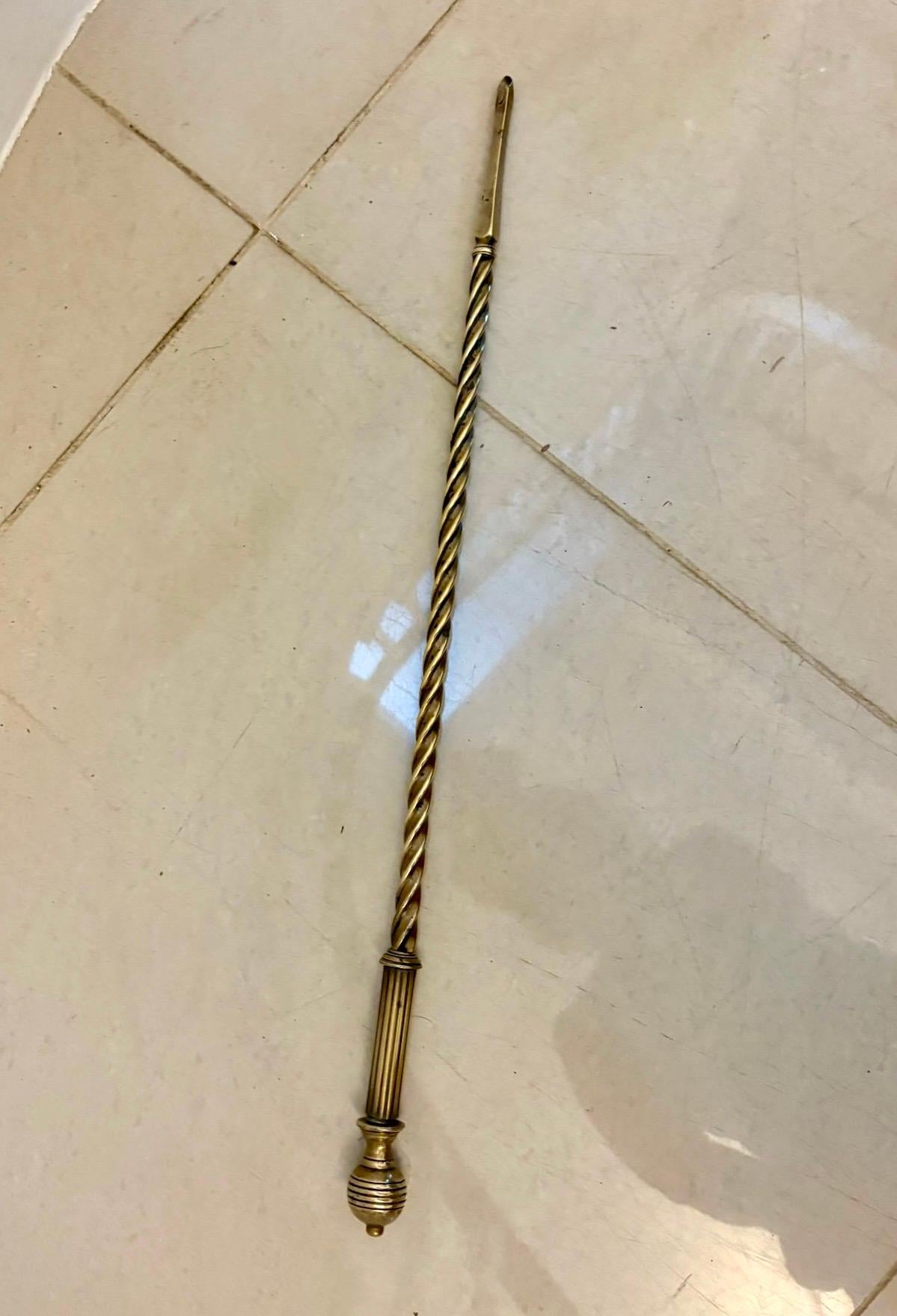 Set of Quality Antique Victorian Brass Fire Irons and Dogs For Sale 2