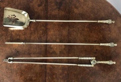 Set of quality brass fire irons