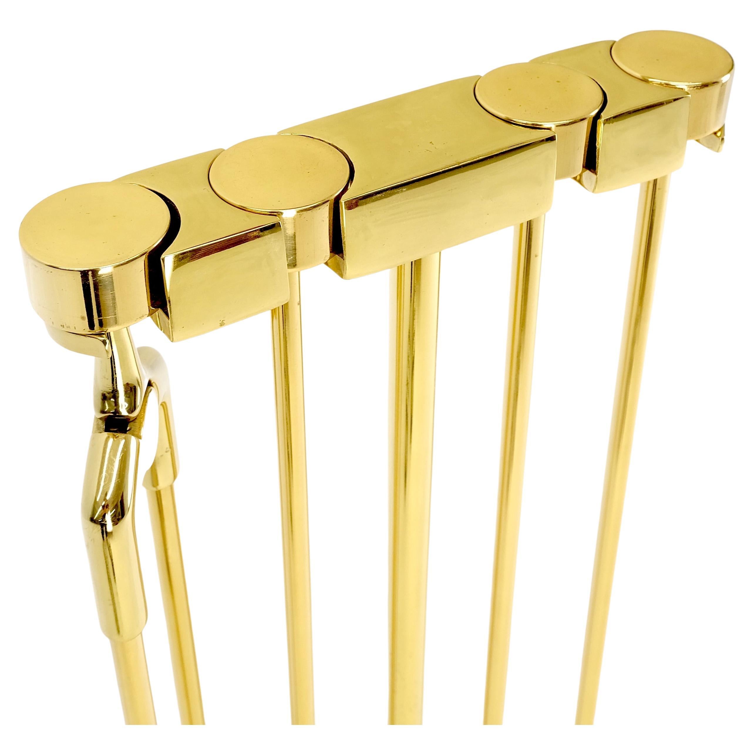 Set of Quality Mid Century Modern Brass Fireplace Tools For Sale 4