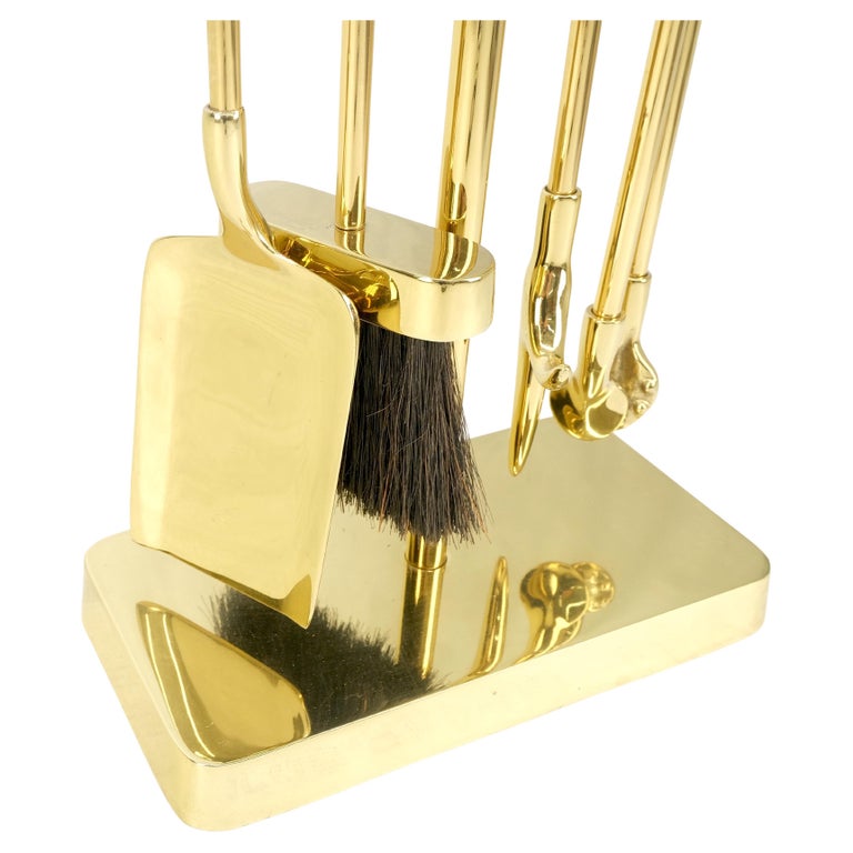 Set of Quality Mid Century Modern Brass Fireplace Tools For Sale at 1stDibs