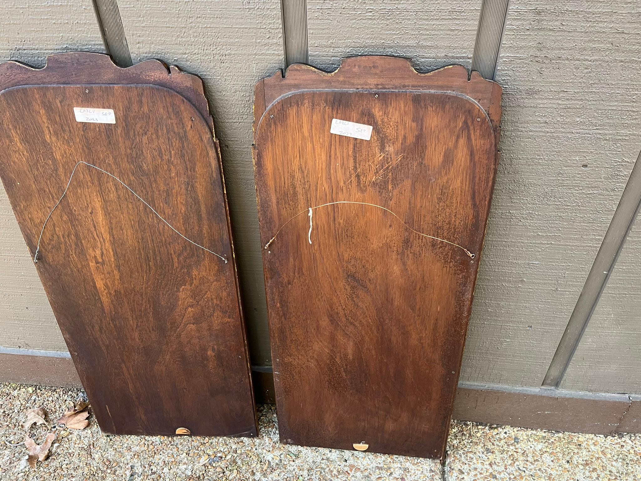Set or Pair of Queen Anne Styled English Burl Walnut Trumeau Mirrors For Sale 11