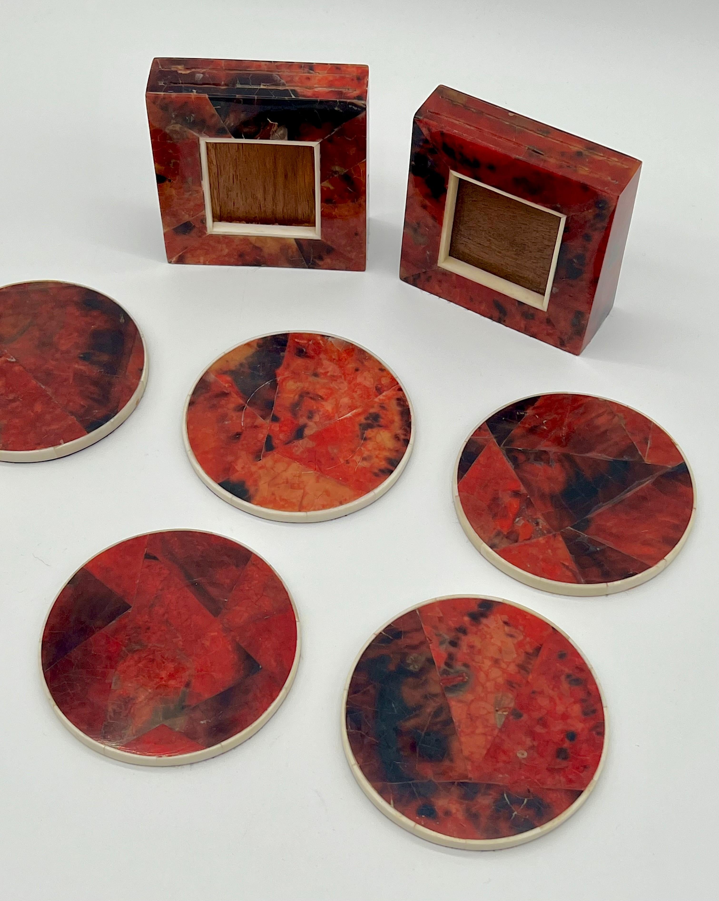 French Set of R & Y Augousti Paris France Decorative Picture Frames and Coasters