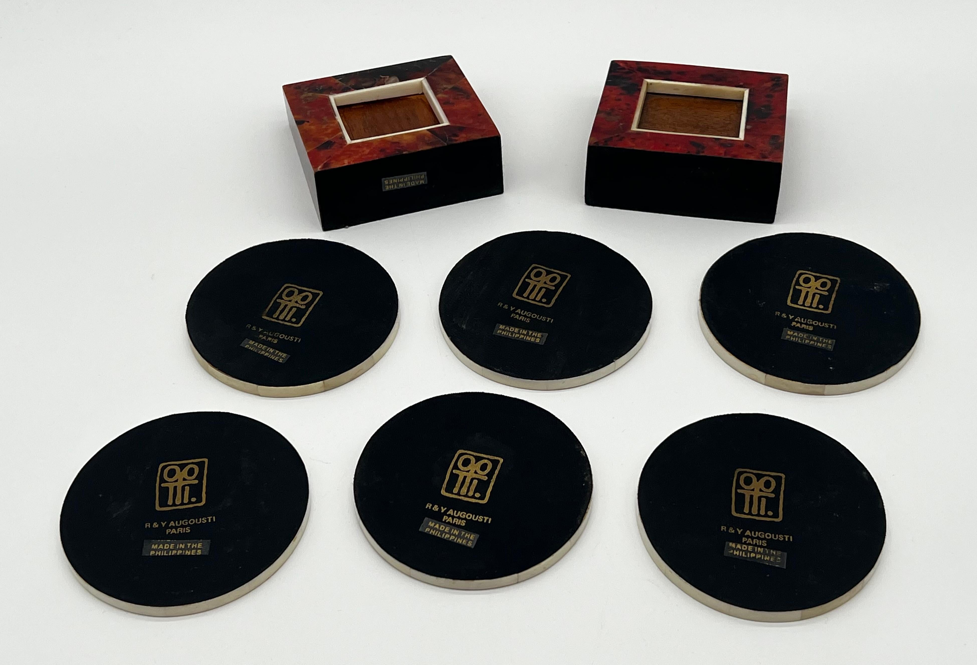 Hand-Crafted Set of R & Y Augousti Paris France Decorative Picture Frames and Coasters