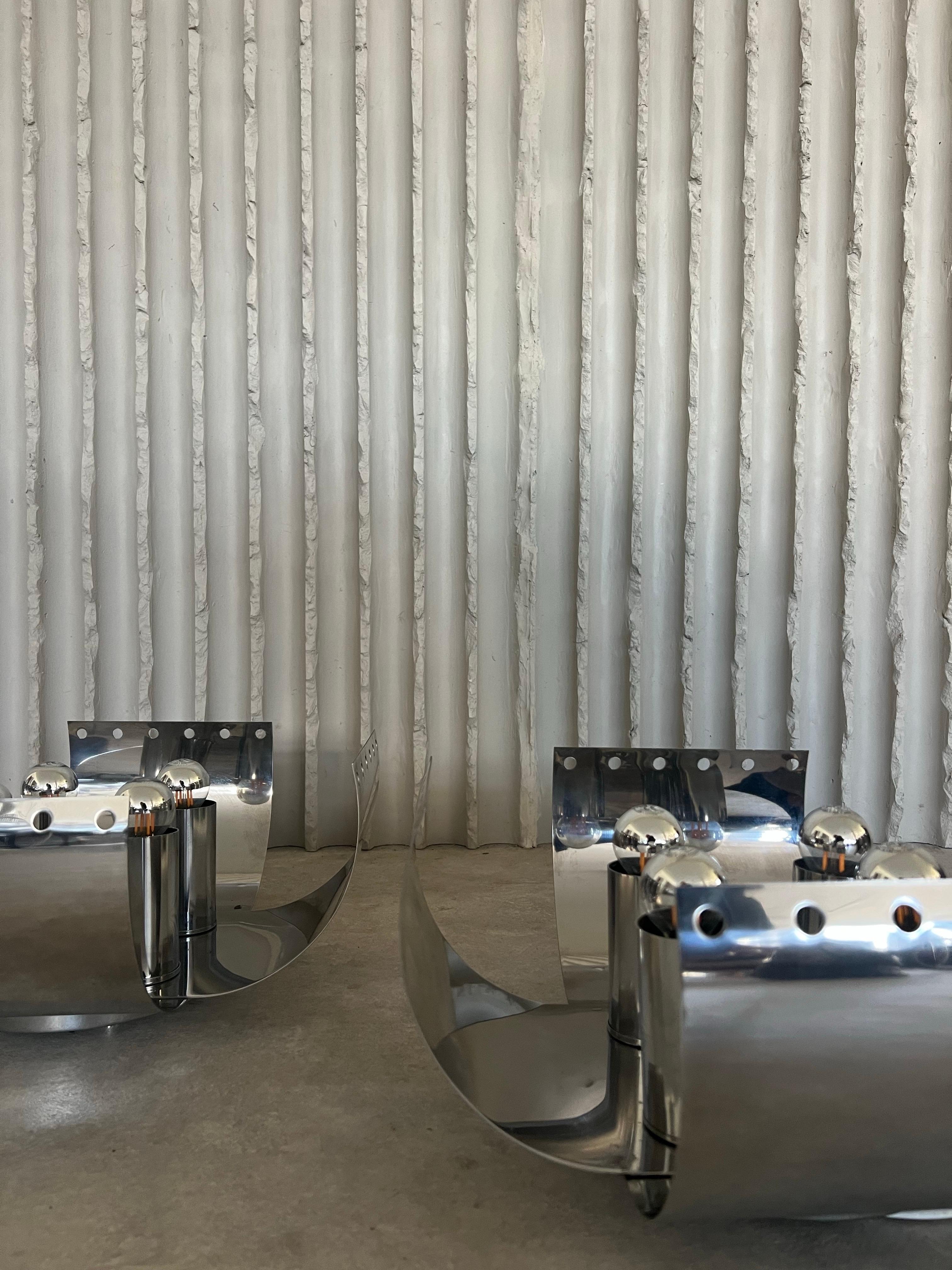 Ensemble de lampes de table chromées rares de Goffredo Reggiani en vente 3