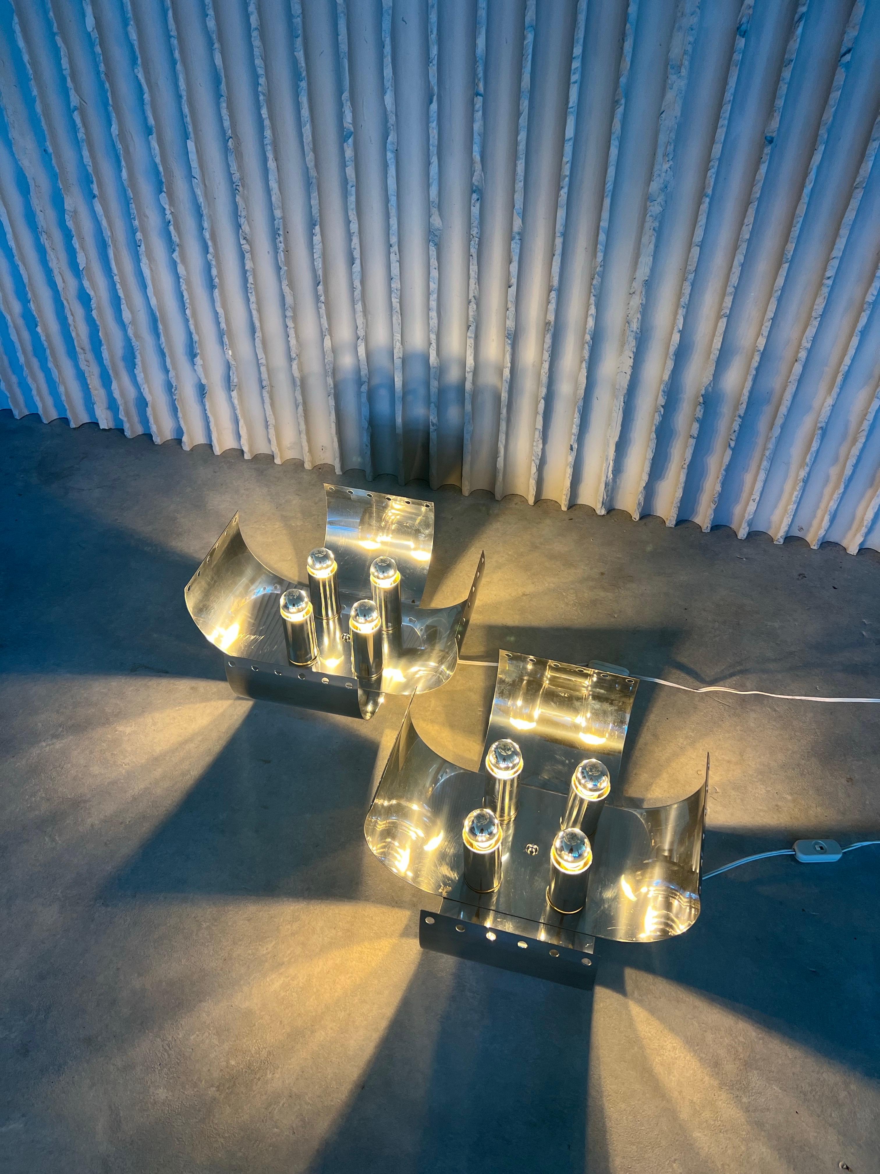 Ensemble de lampes de table chromées rares de Goffredo Reggiani en vente 4
