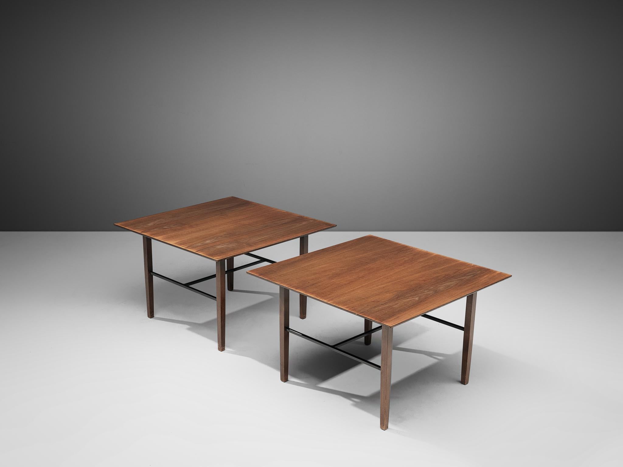 American Set of Rare Harry Bertoia Side Tables in Walnut