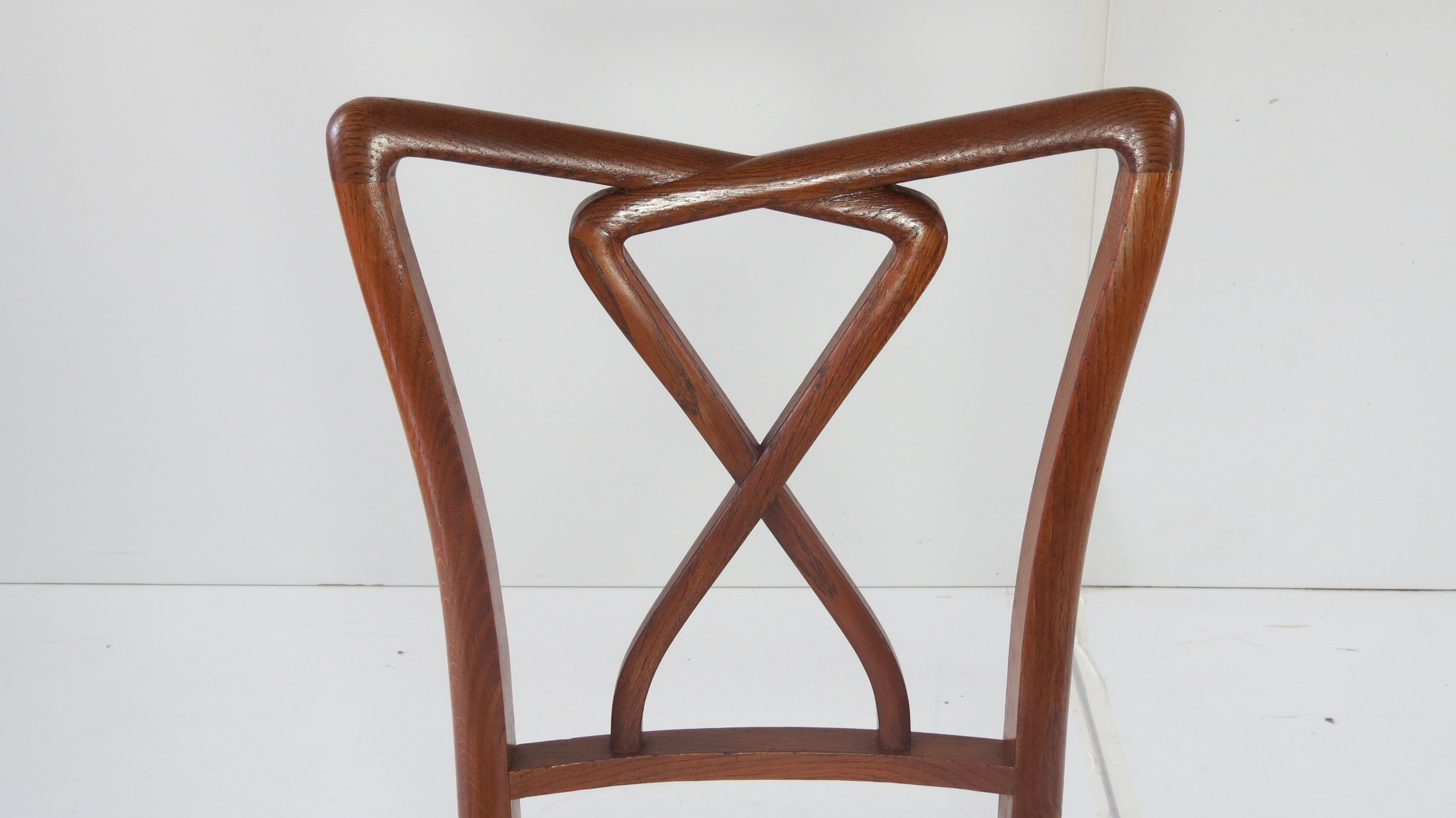 Set of Rare Important Walnut 12 Dining Chairs Attributed Paolo Buffa, circa 1950 6