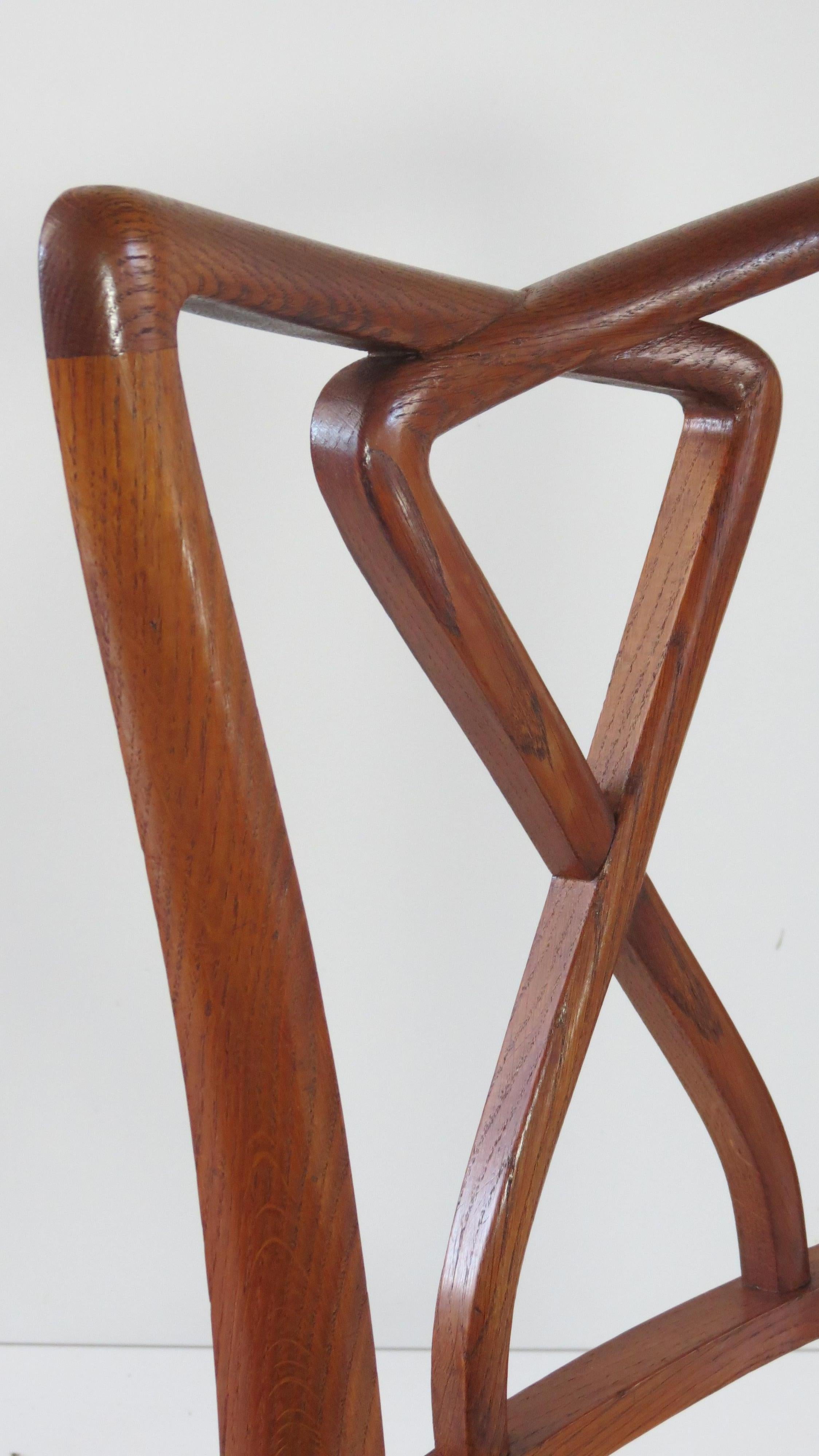 Set of Rare Important Walnut 12 Dining Chairs Attributed Paolo Buffa, circa 1950 7