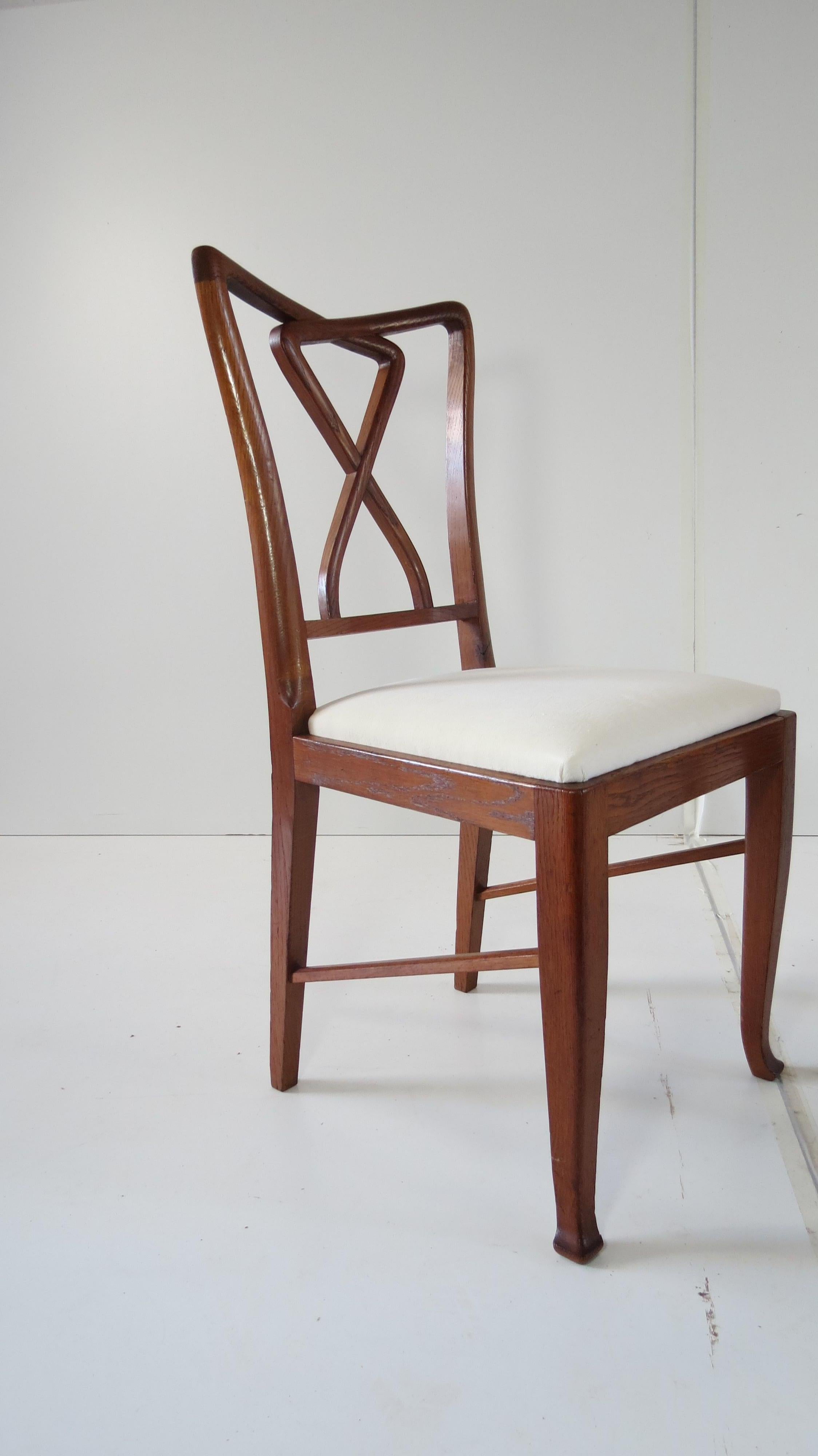 Mid-20th Century Set of Rare Important Walnut 12 Dining Chairs Attributed Paolo Buffa, circa 1950