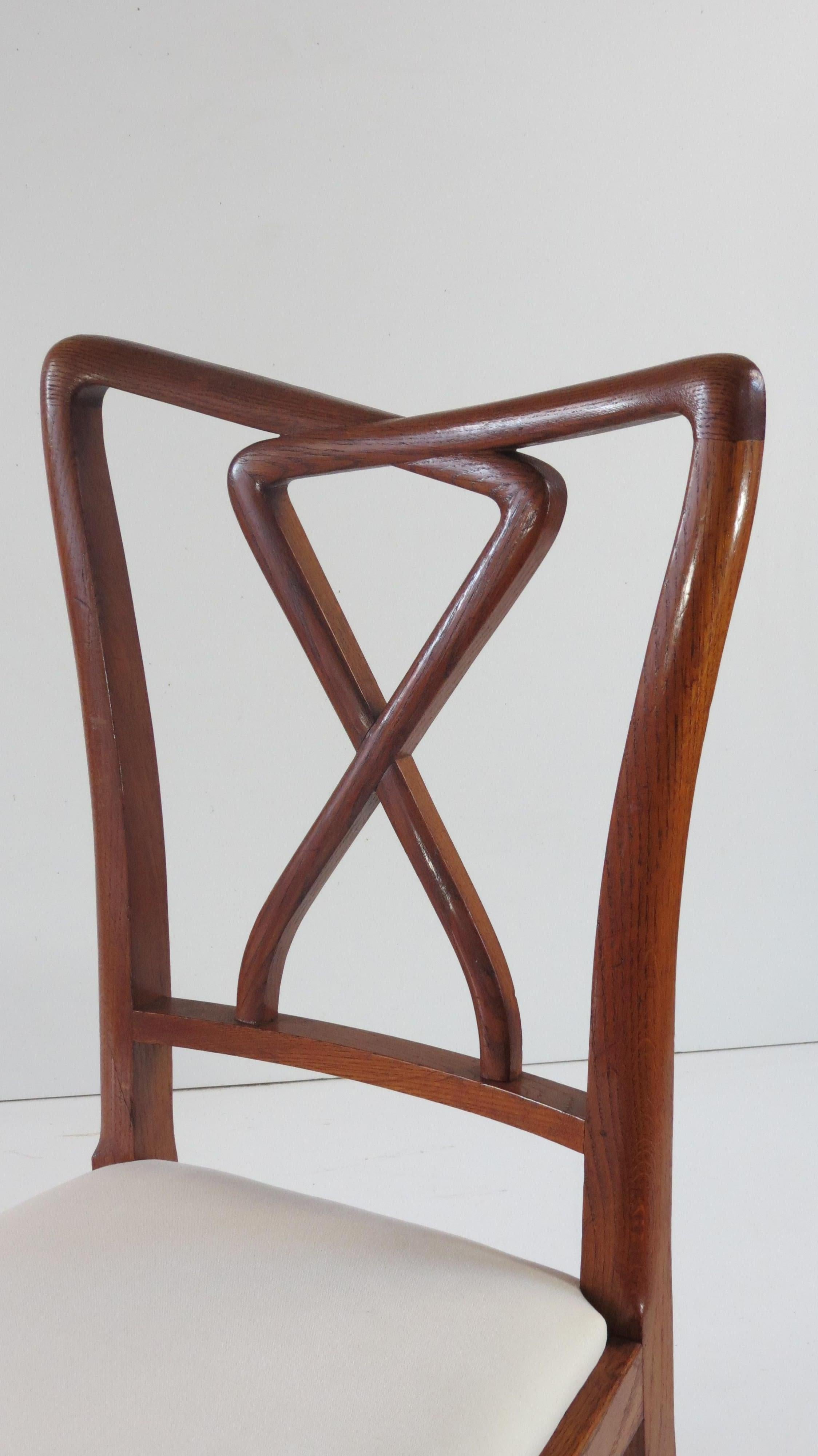 Velvet Set of Rare Important Walnut 12 Dining Chairs Attributed Paolo Buffa, circa 1950