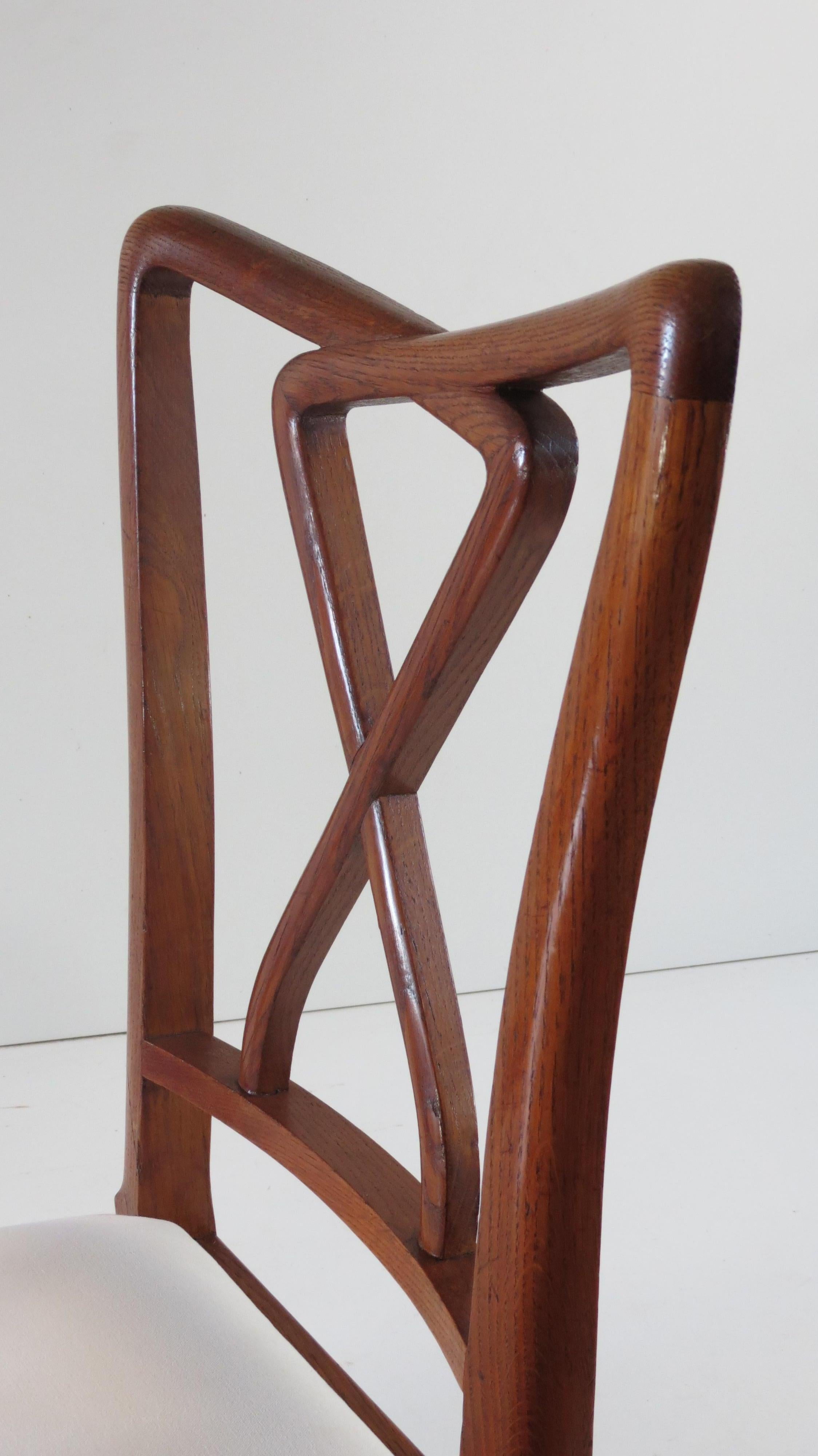 Set of Rare Important Walnut 12 Dining Chairs Attributed Paolo Buffa, circa 1950 1