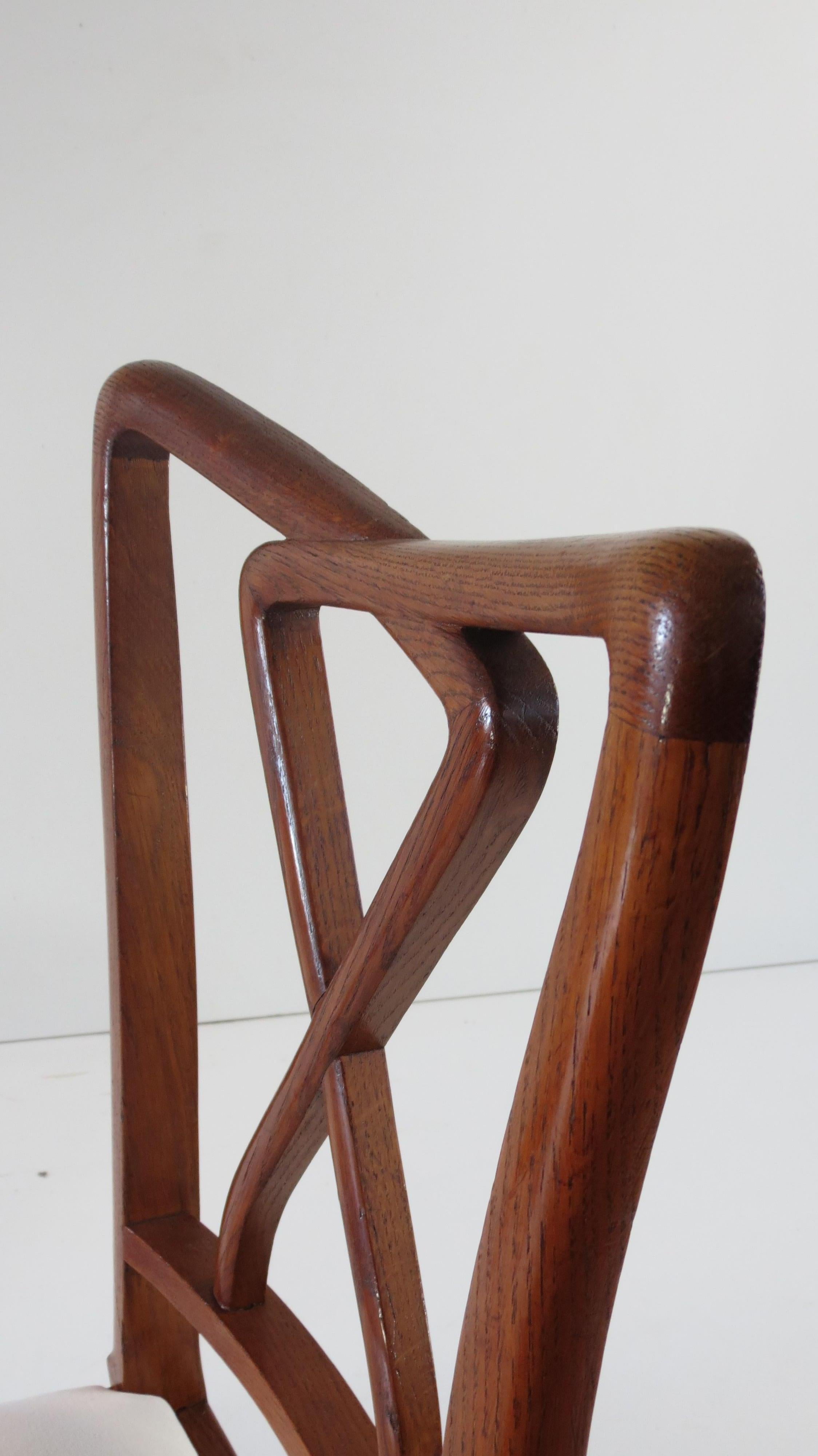 Set of Rare Important Walnut 12 Dining Chairs Attributed Paolo Buffa, circa 1950 2