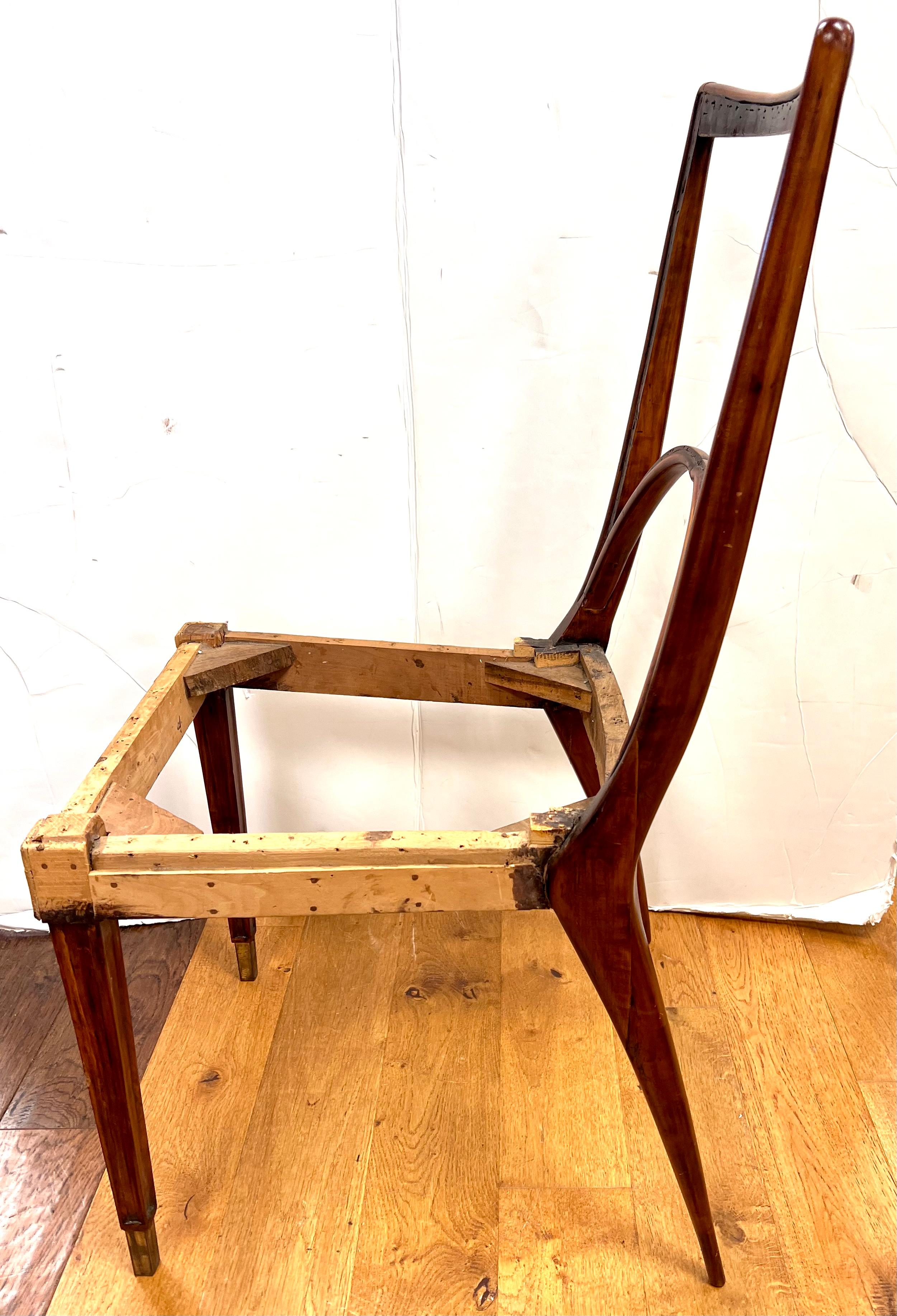 Set of Rare Mid Century Italian Gio Ponti Style Dining Room Chairs 1