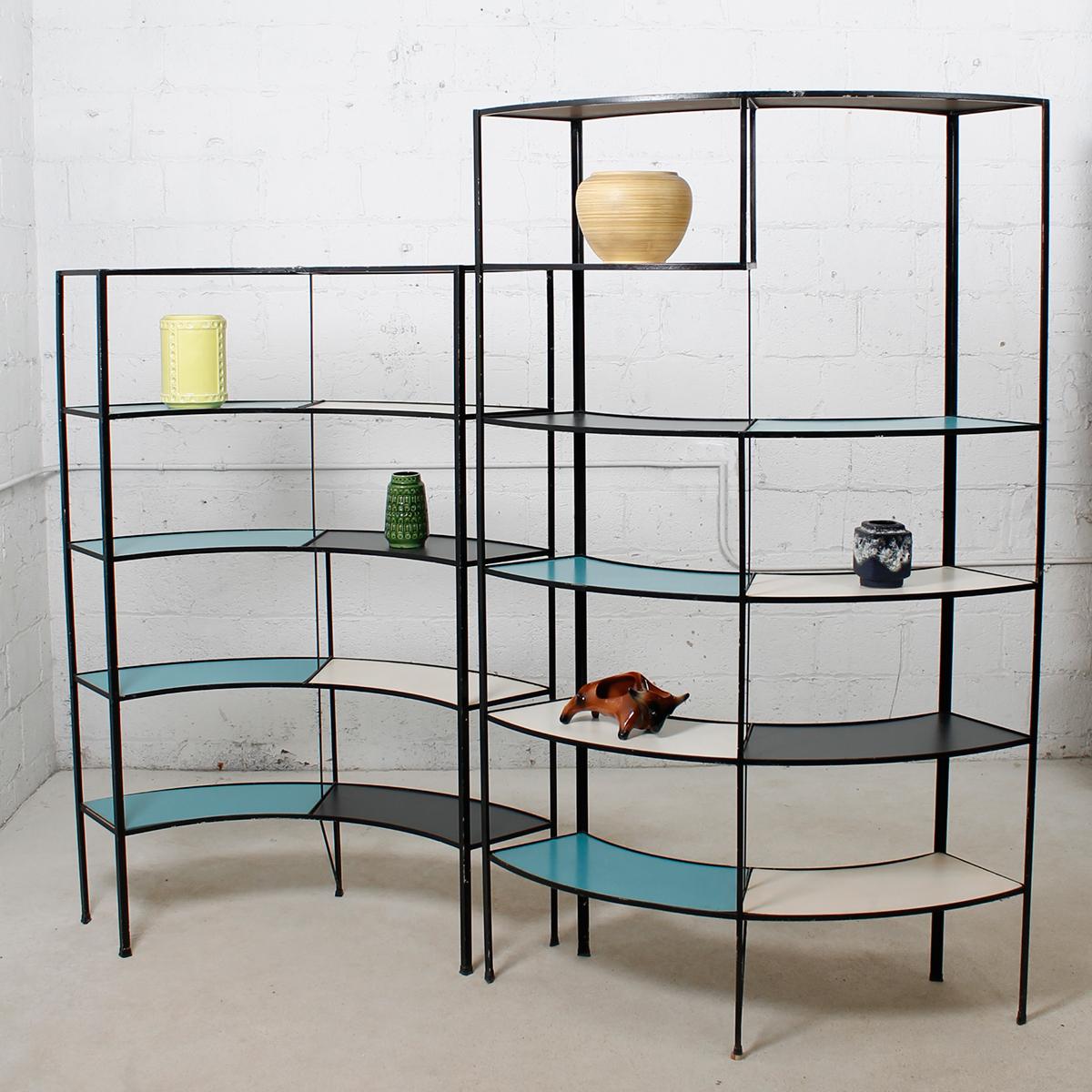 Set of Rare Multi-Color Curved Shelving Units by Frederick Weinberg In Excellent Condition For Sale In Kensington, MD