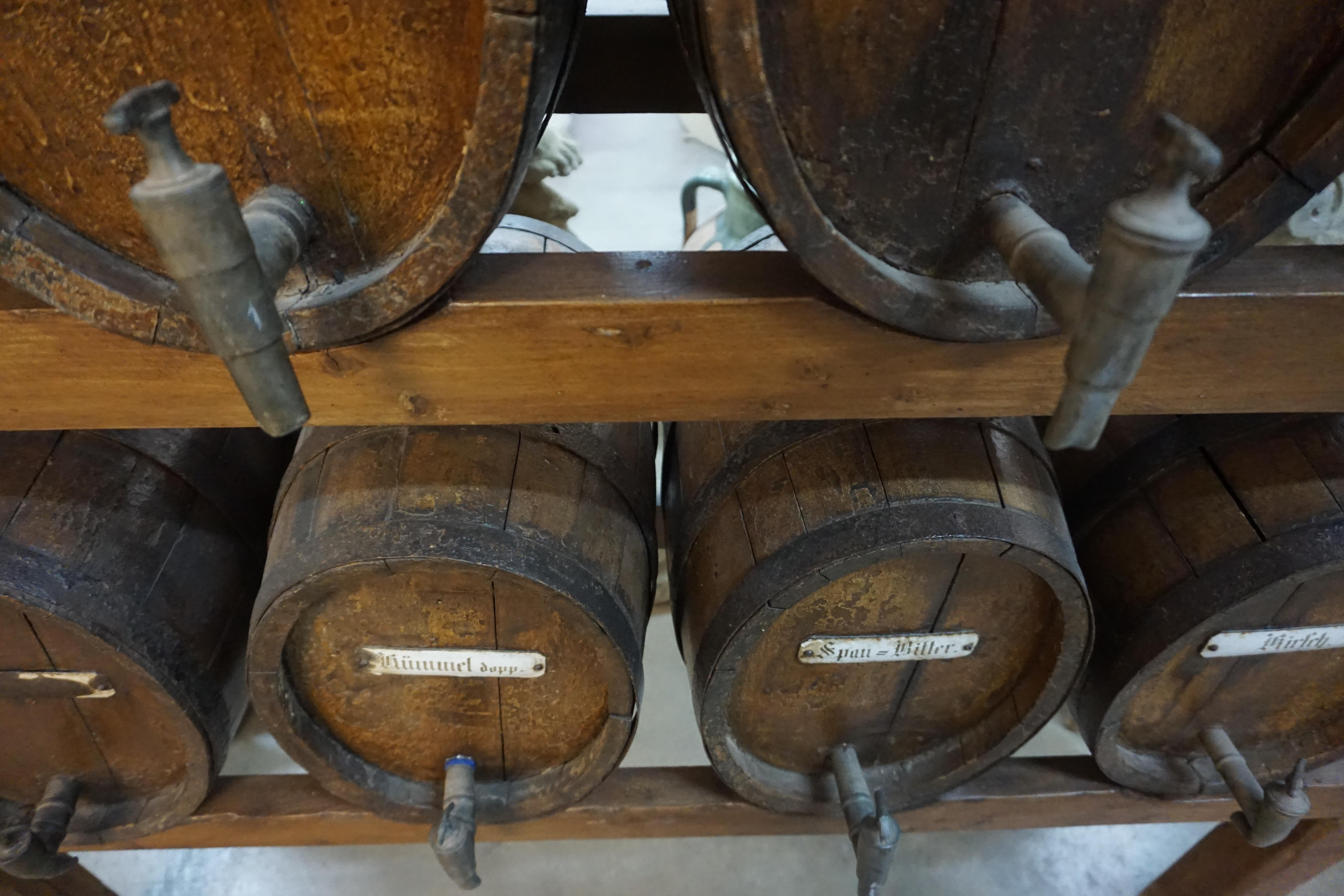 French Set of Rare Oak and Whiskey Casks, circa 1820