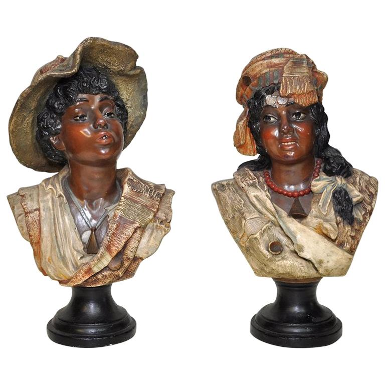 Set of Rare Plaster Busts, circa 1900