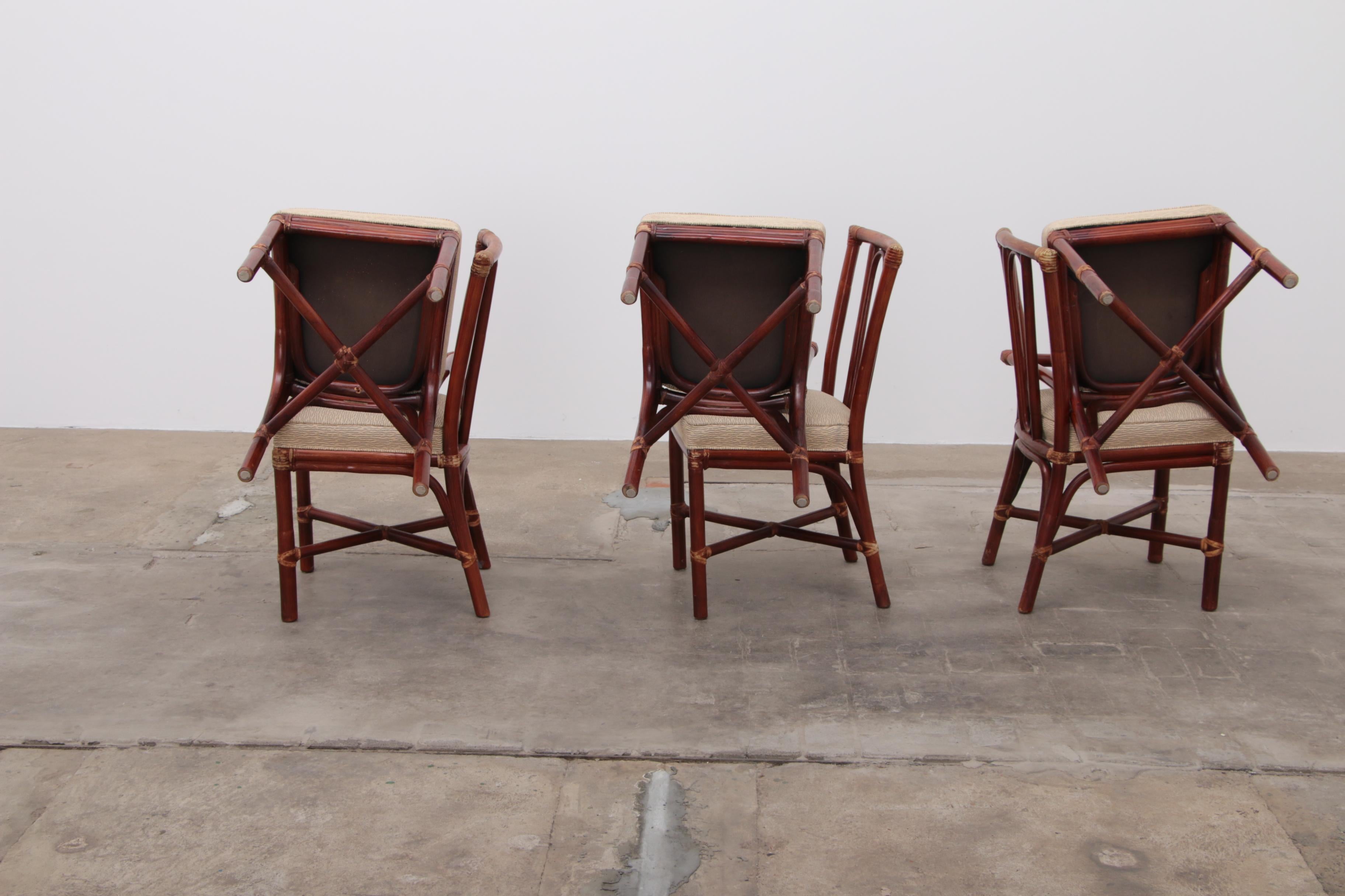 Late 20th Century Set of rattan dining room chairs in the organic modern Californian coastal style
