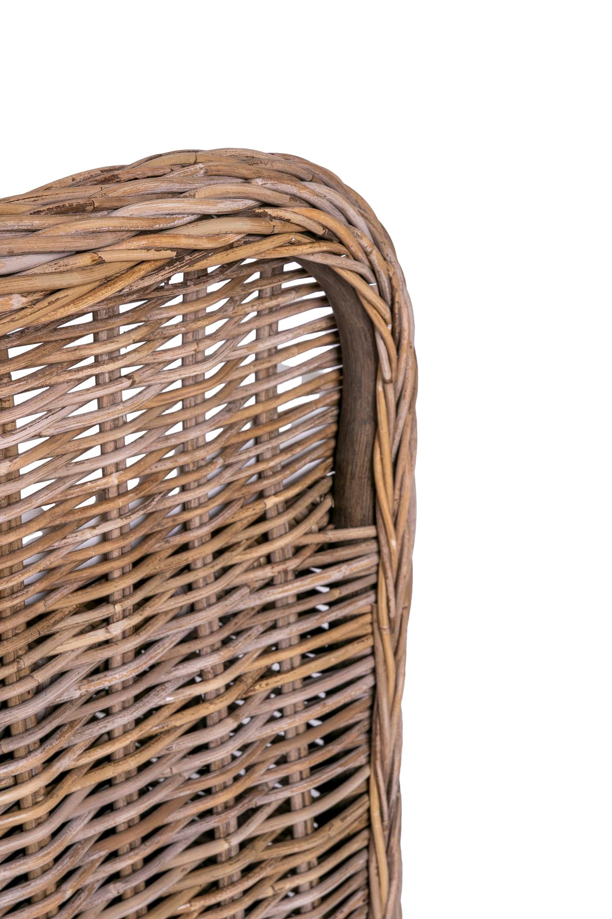 Set di sedie da giardino in rattan con cuscini in tonalità grigie in vendita 7