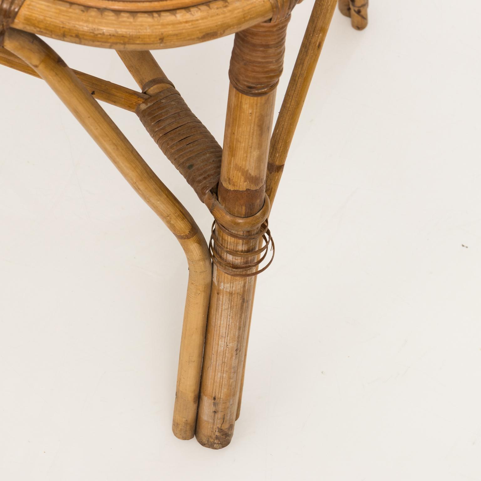Set of Rattan Side Chairs, circa 1940s 8