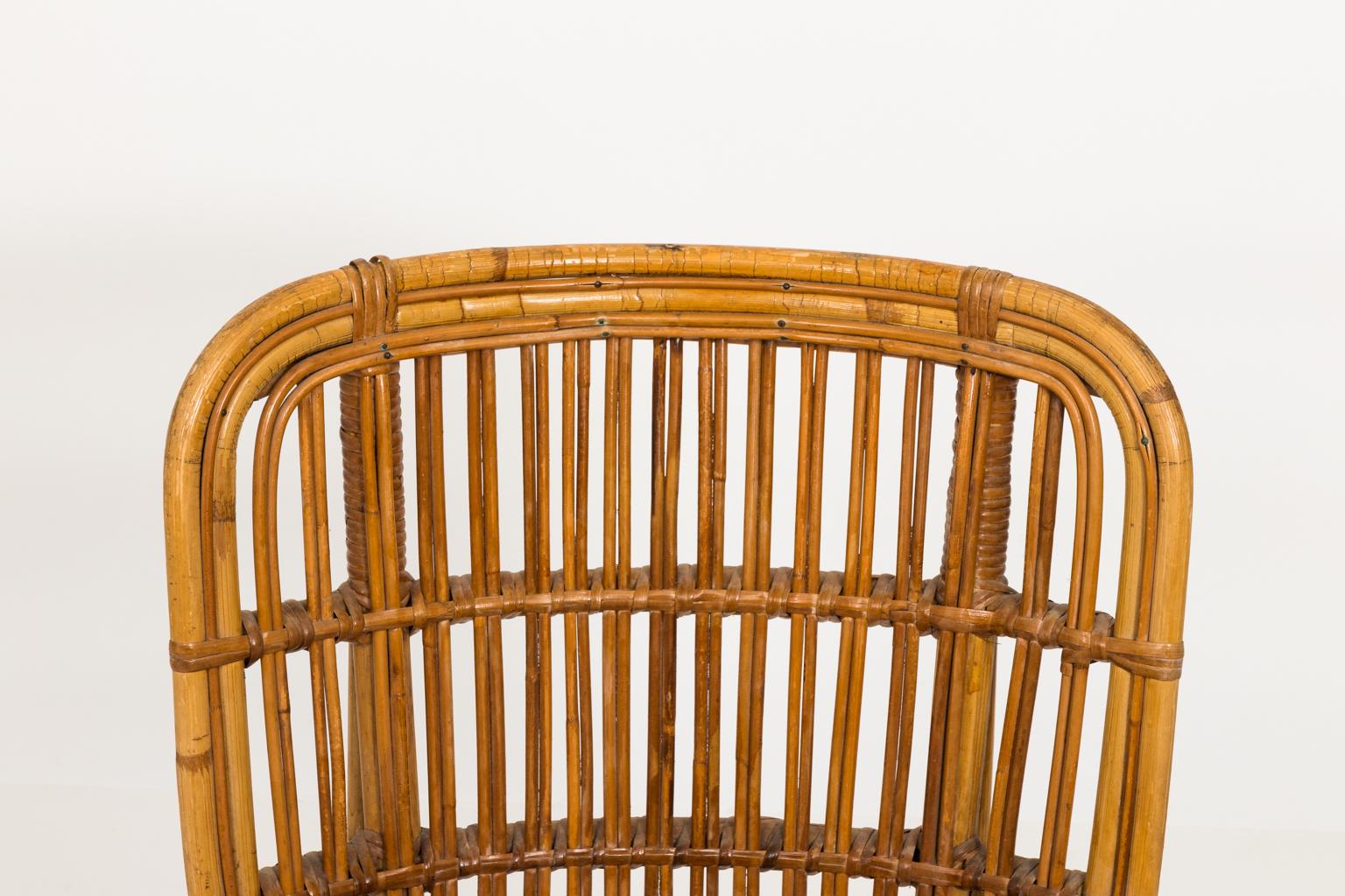 Set of Rattan Side Chairs, circa 1940s 2