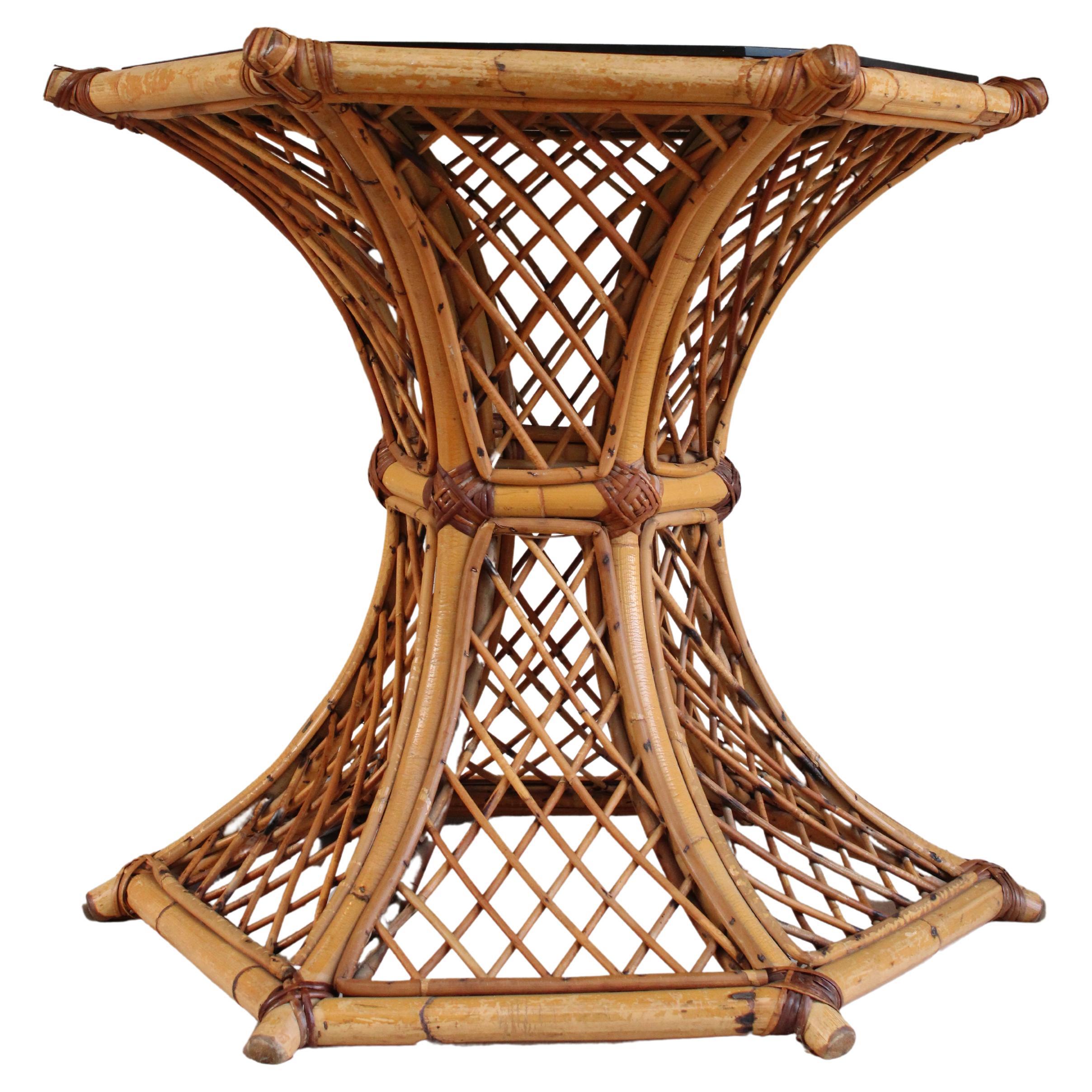 Vintage Rattan and Wicker Dining Set, Table and Four Chairs For Sale at