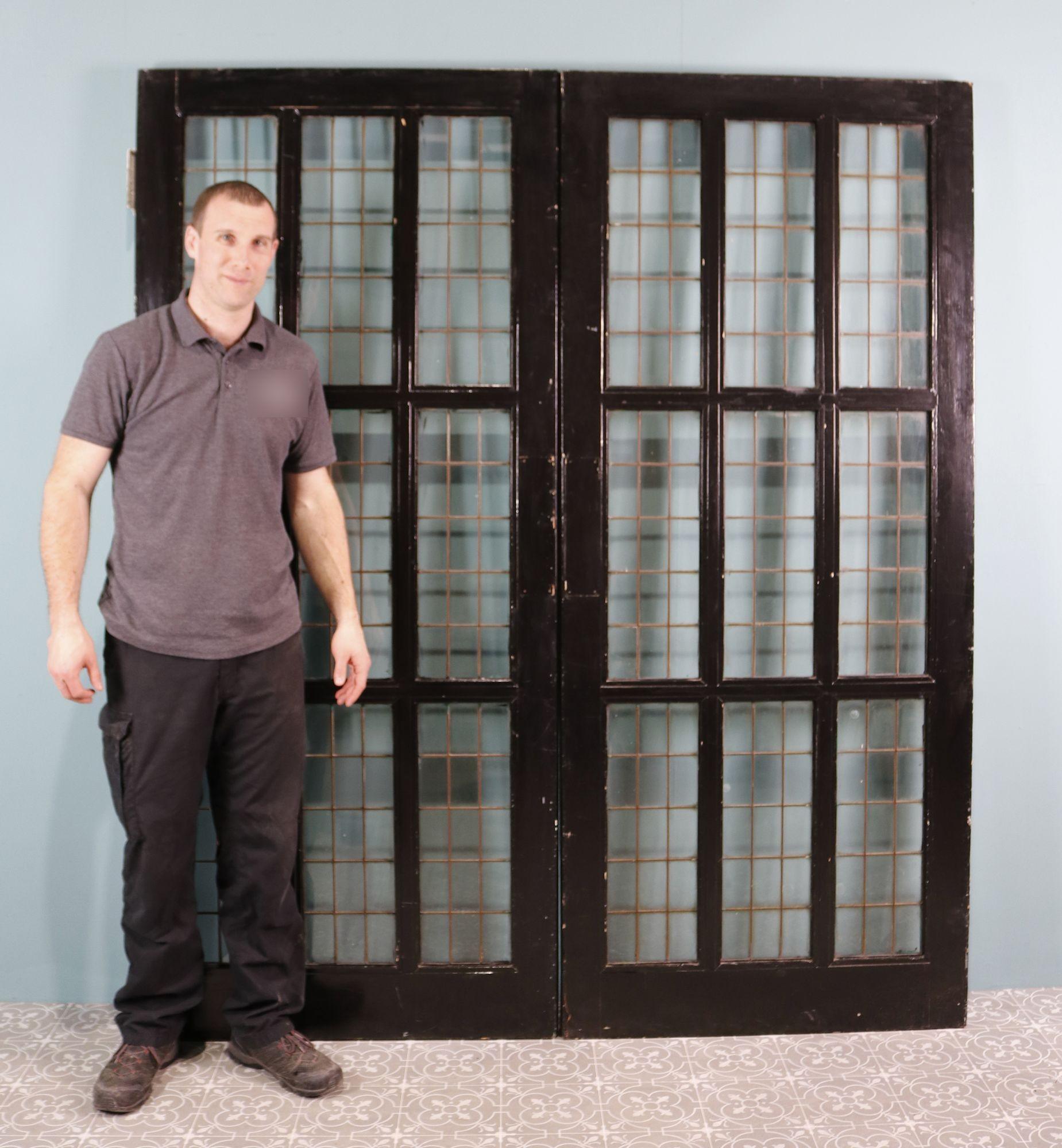 Set of Reclaimed Copper Light Double Doors In Good Condition For Sale In Wormelow, Herefordshire