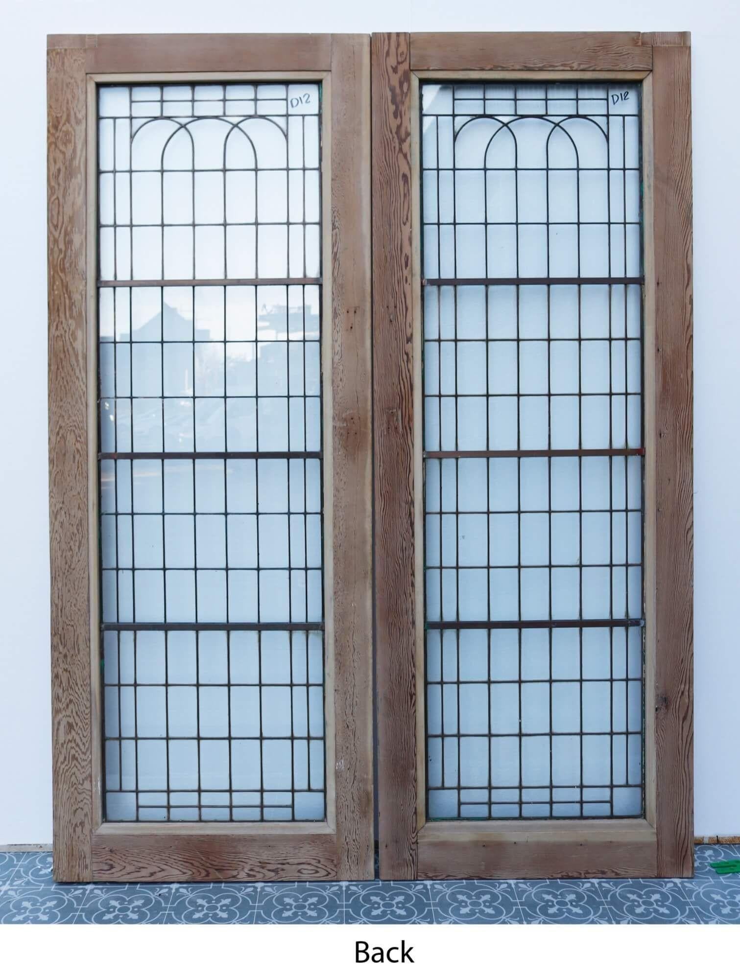 Art déco-Doppeltüren-Set aus wiederverwertetem Kupferlicht (12) im Zustand „Relativ gut“ im Angebot in Wormelow, Herefordshire
