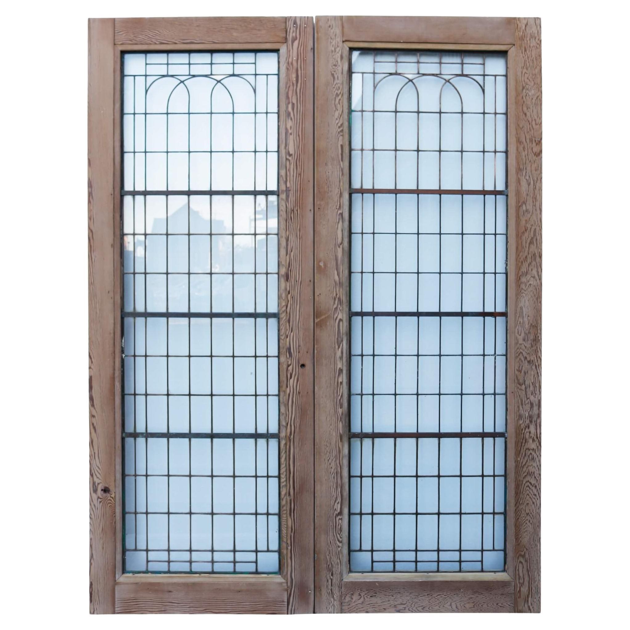 Set of Reclaimed Copperlight Art Deco Double Doors (12) For Sale