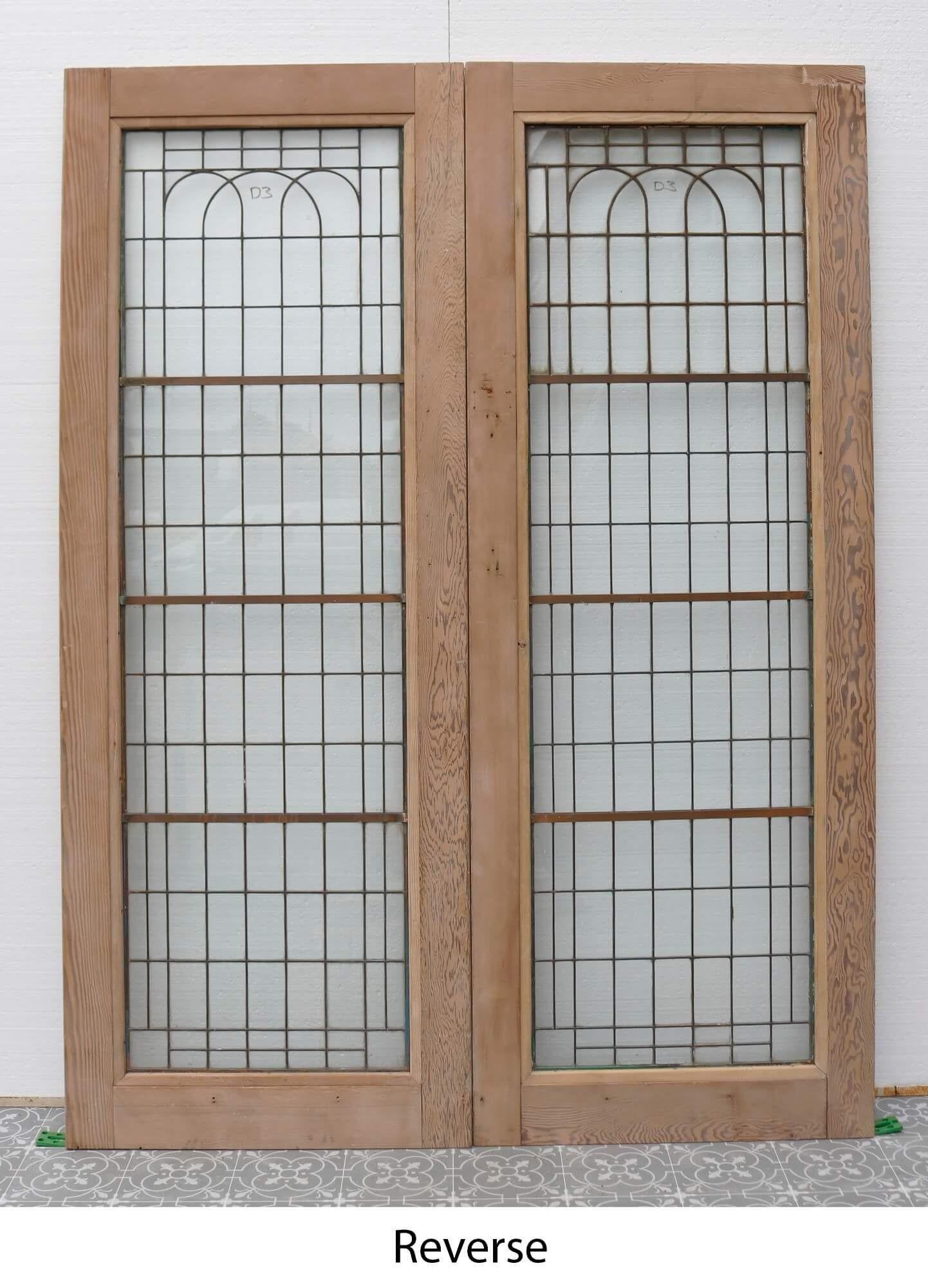 Set of Reclaimed Copperlight Art Deco Double Doors (3) In Fair Condition For Sale In Wormelow, Herefordshire