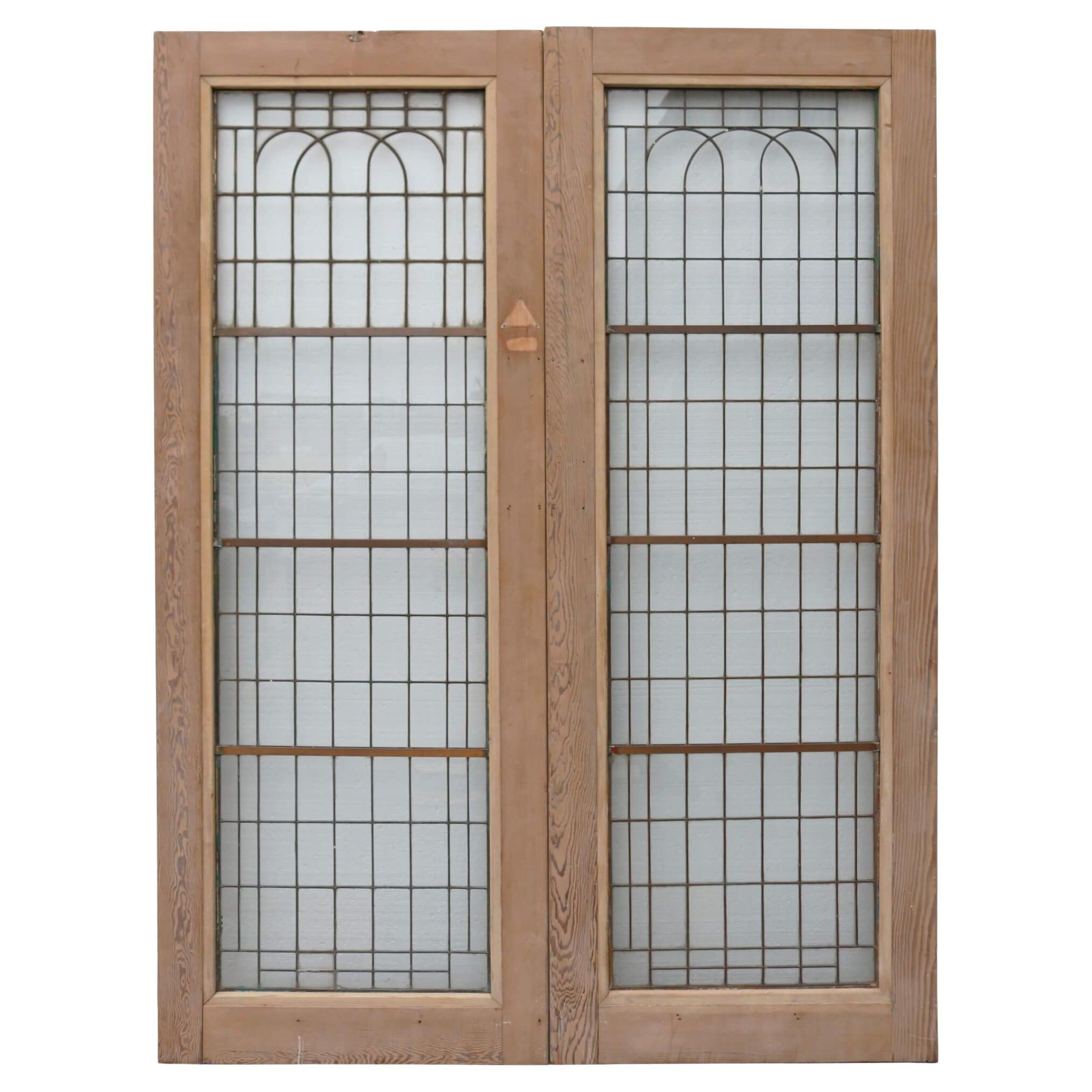 Set of Reclaimed Copperlight Art Deco Double Doors (3) For Sale