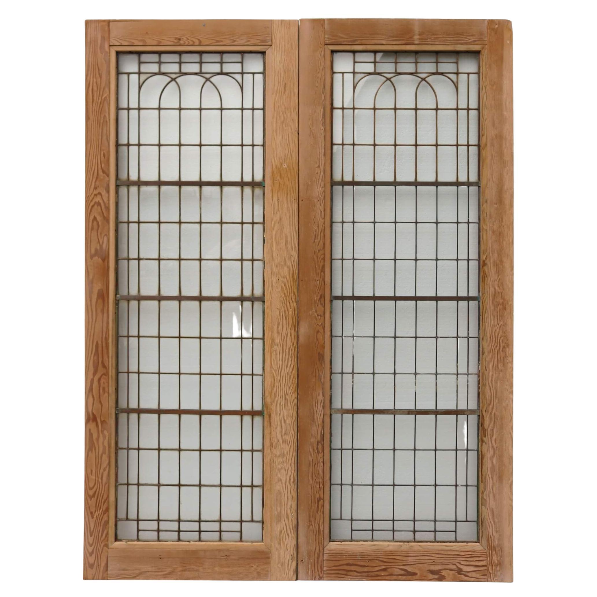 Set of Reclaimed Copperlight Art Deco Double Doors (5) For Sale