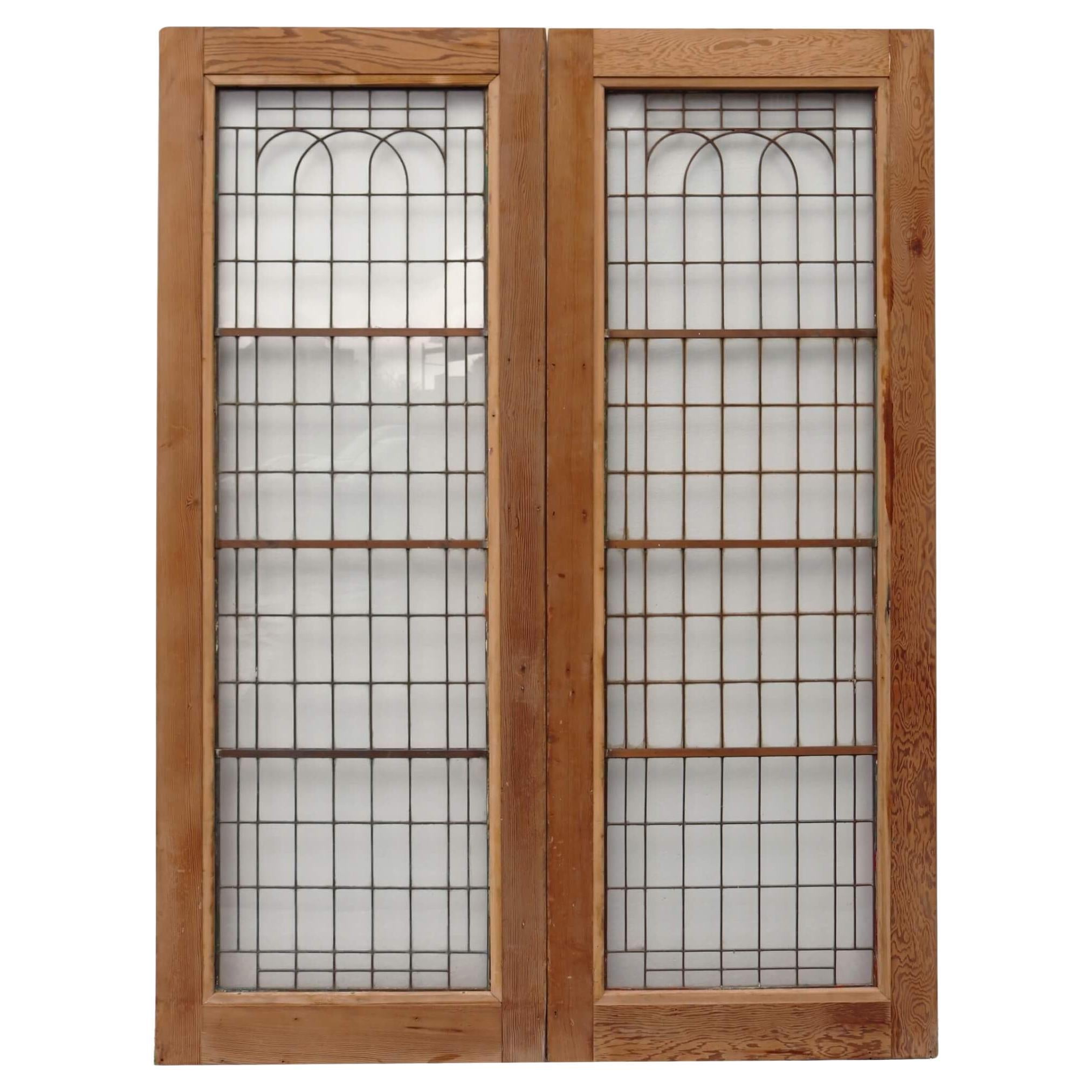 Set of Reclaimed Copperlight Art Deco Double Doors (8) For Sale
