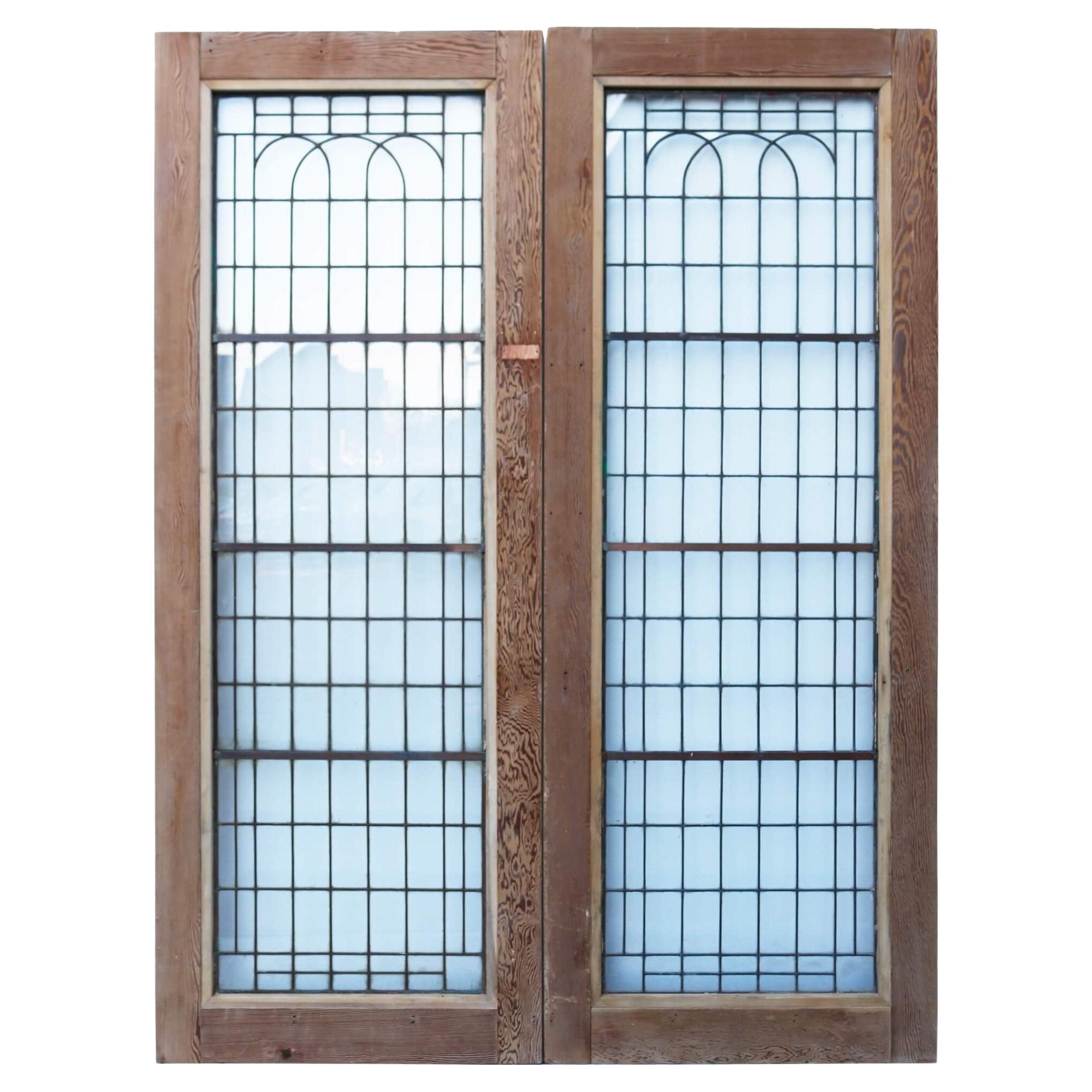Set von Doppeltüren aus wiederverwertetem Kupferlicht im Art déco-Stil