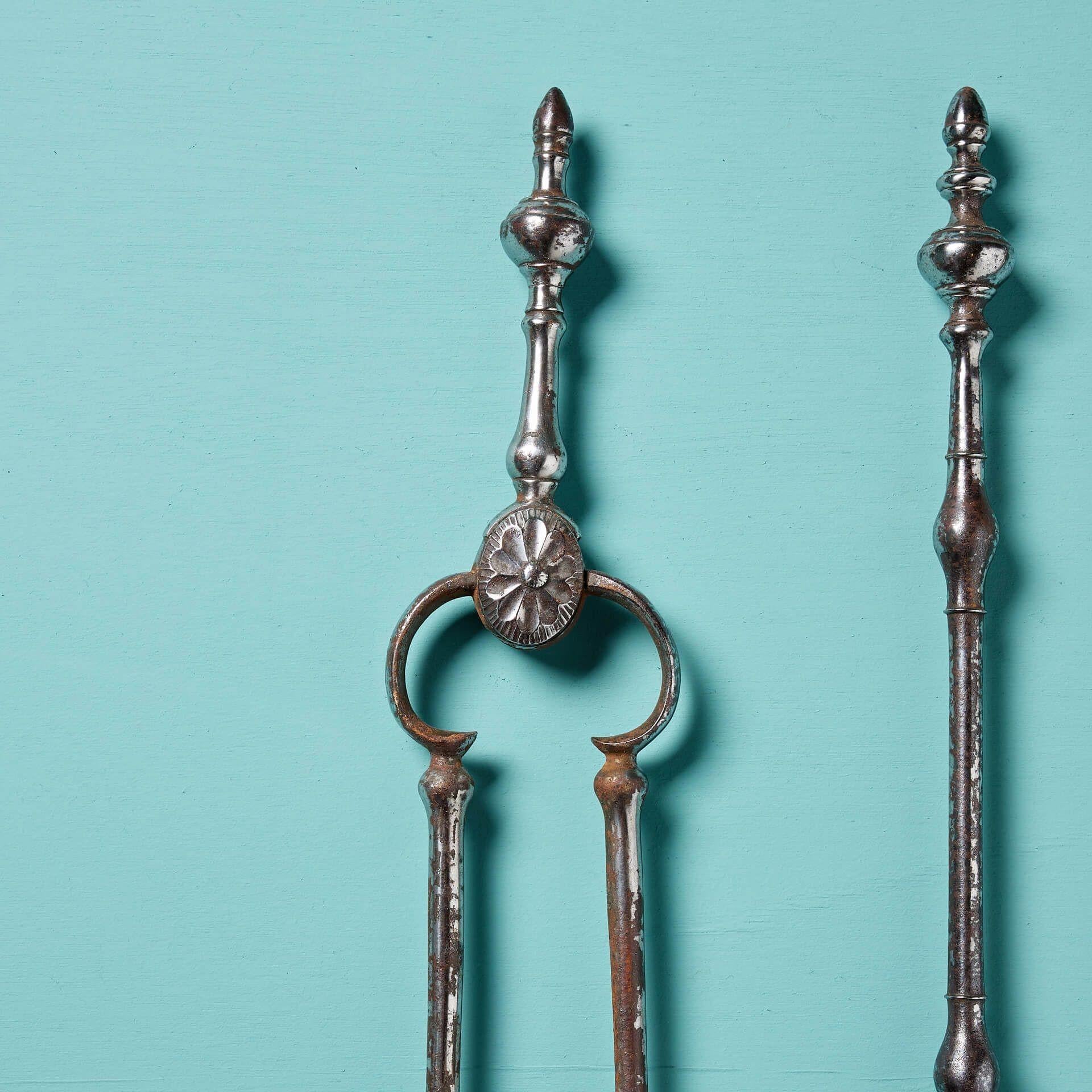 Hand-Crafted Set of Reclaimed Georgian Fire Tools For Sale