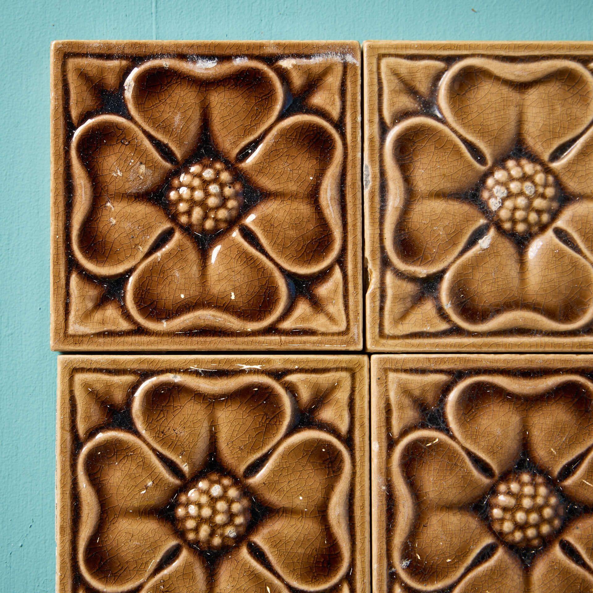 Edwardian Set of Reclaimed Glazed Carter Tiles For Sale