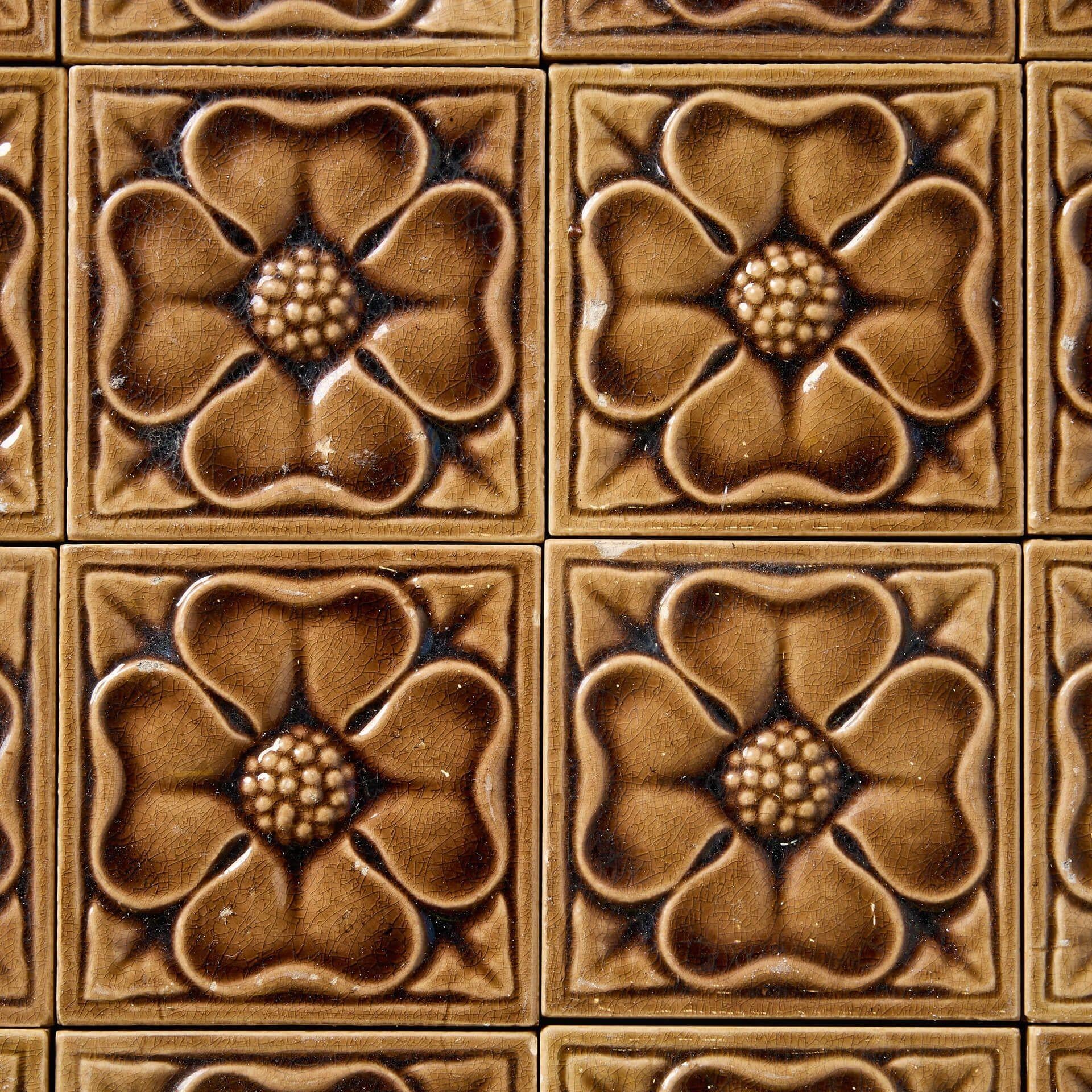English Set of Reclaimed Glazed Carter Tiles For Sale