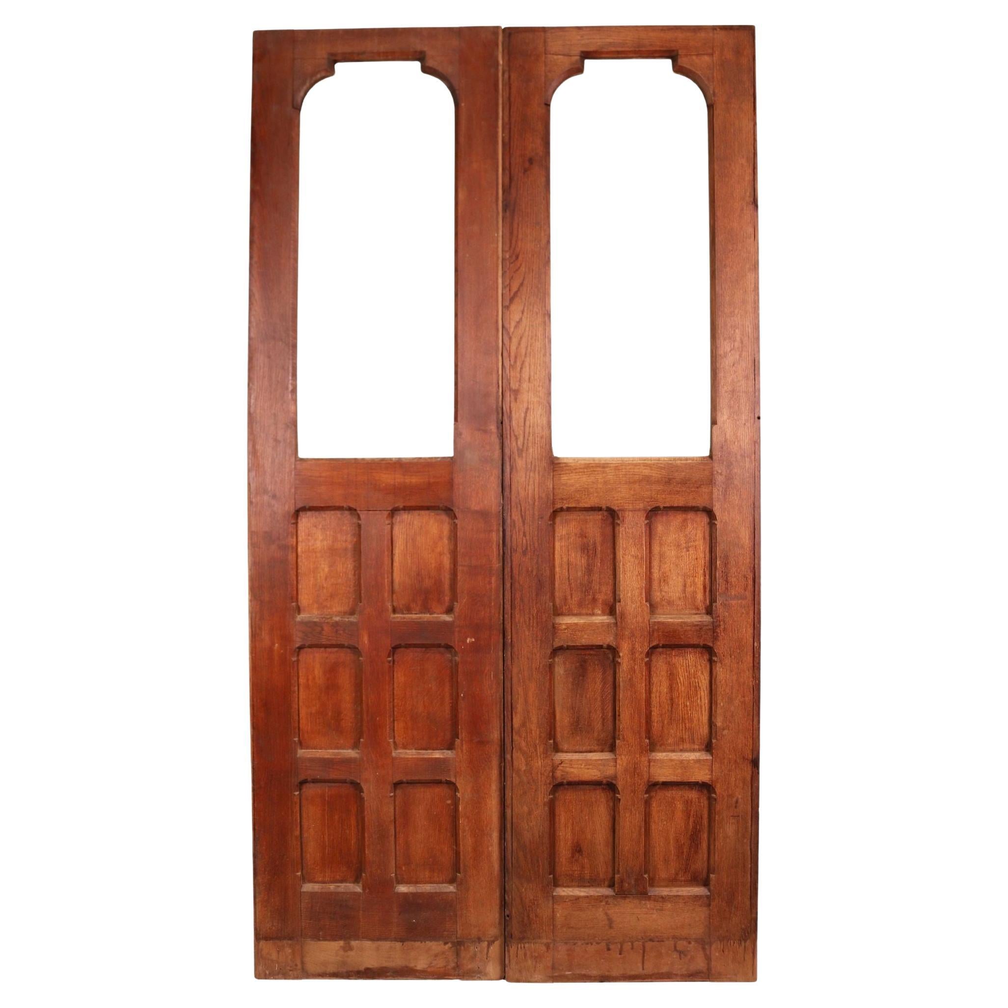 Set of Reclaimed Glazed Oak Double Doors For Sale