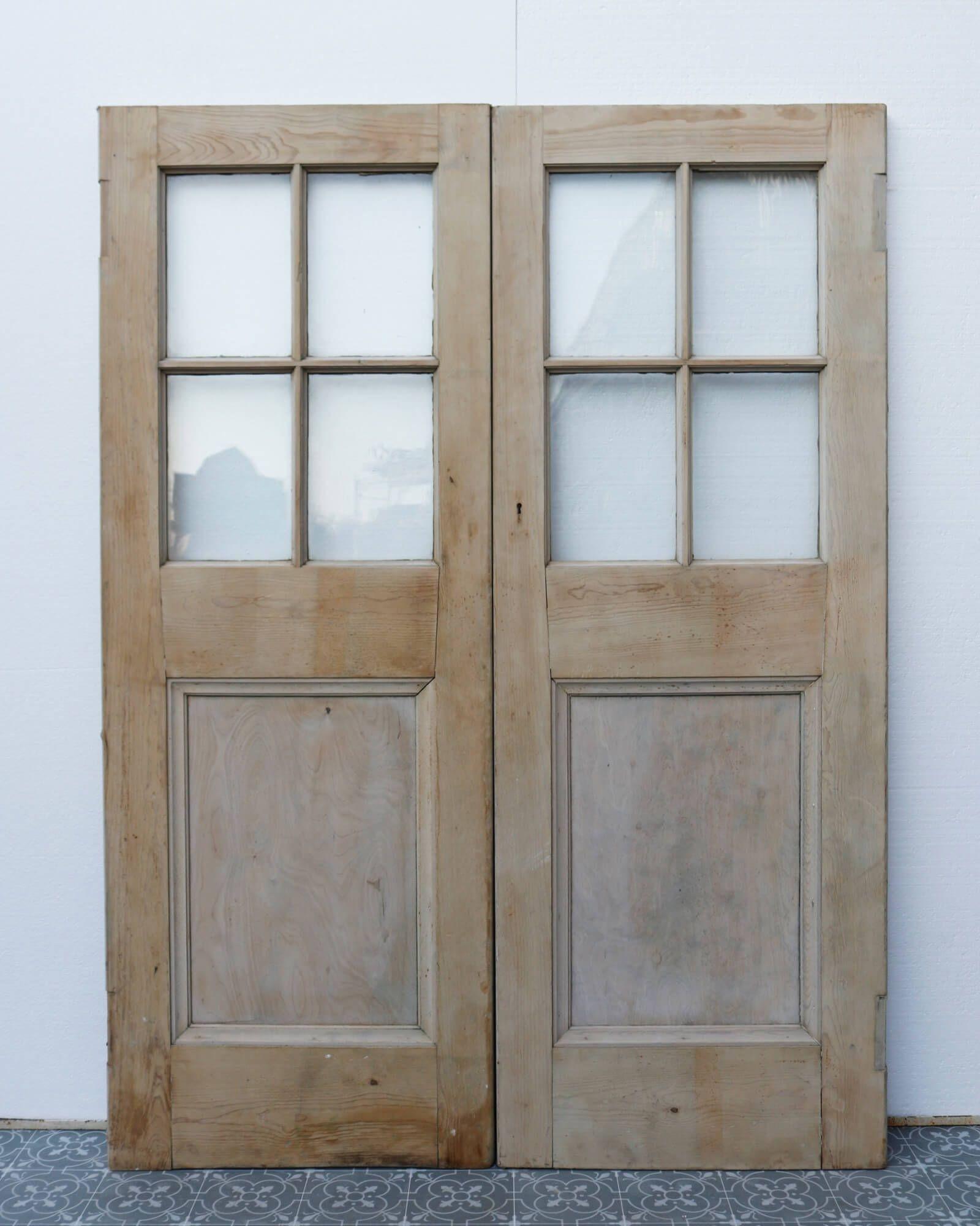 20th Century Set of Reclaimed Glazed Pine Double Doors