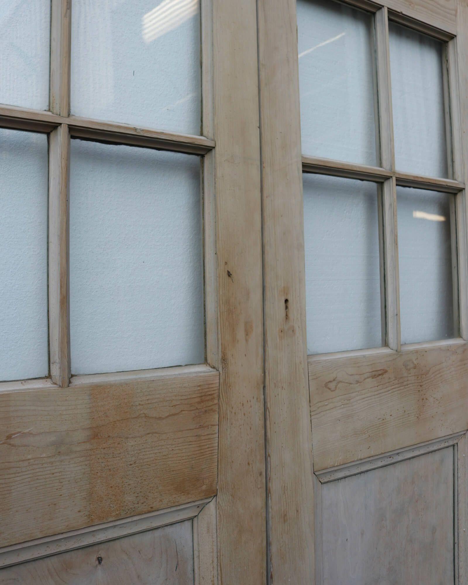 Set of Reclaimed Glazed Pine Double Doors 1