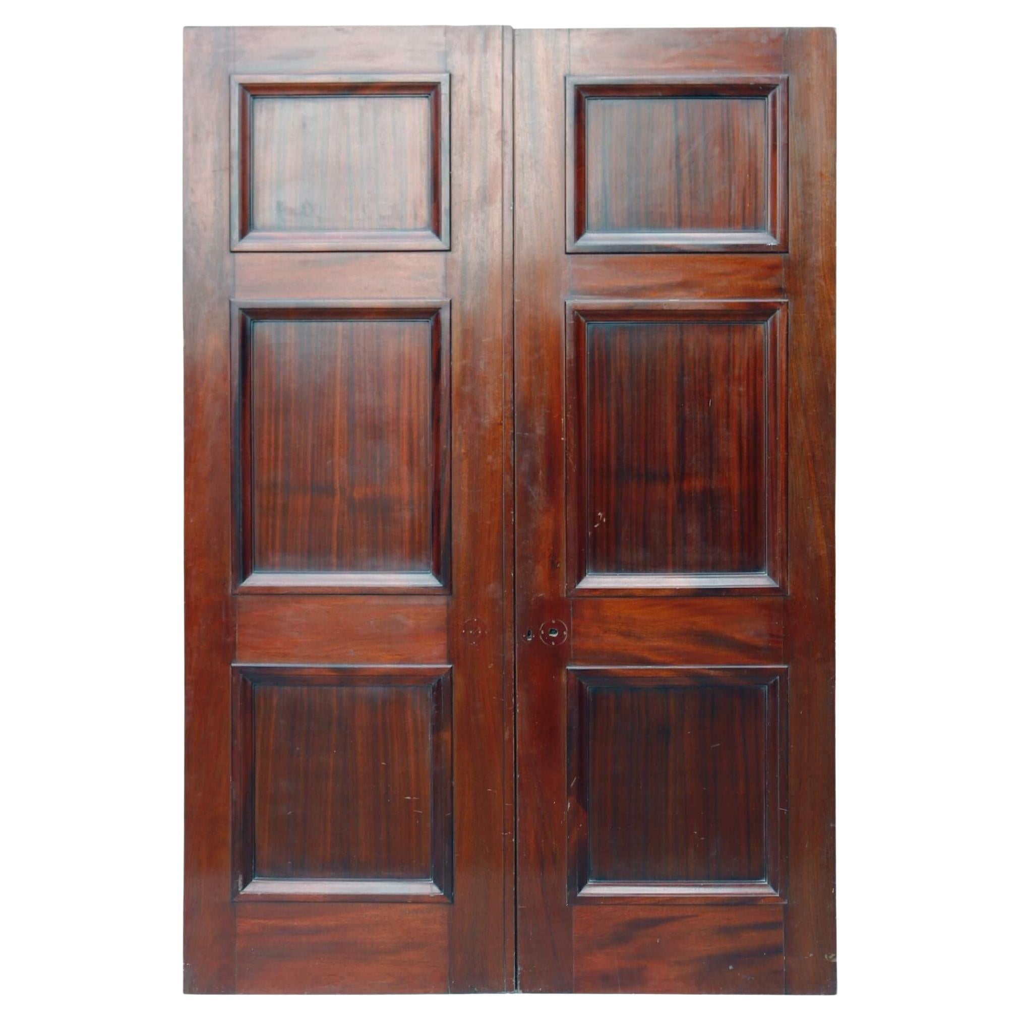 Set of Reclaimed Mahogany Internal Dividing Doors For Sale