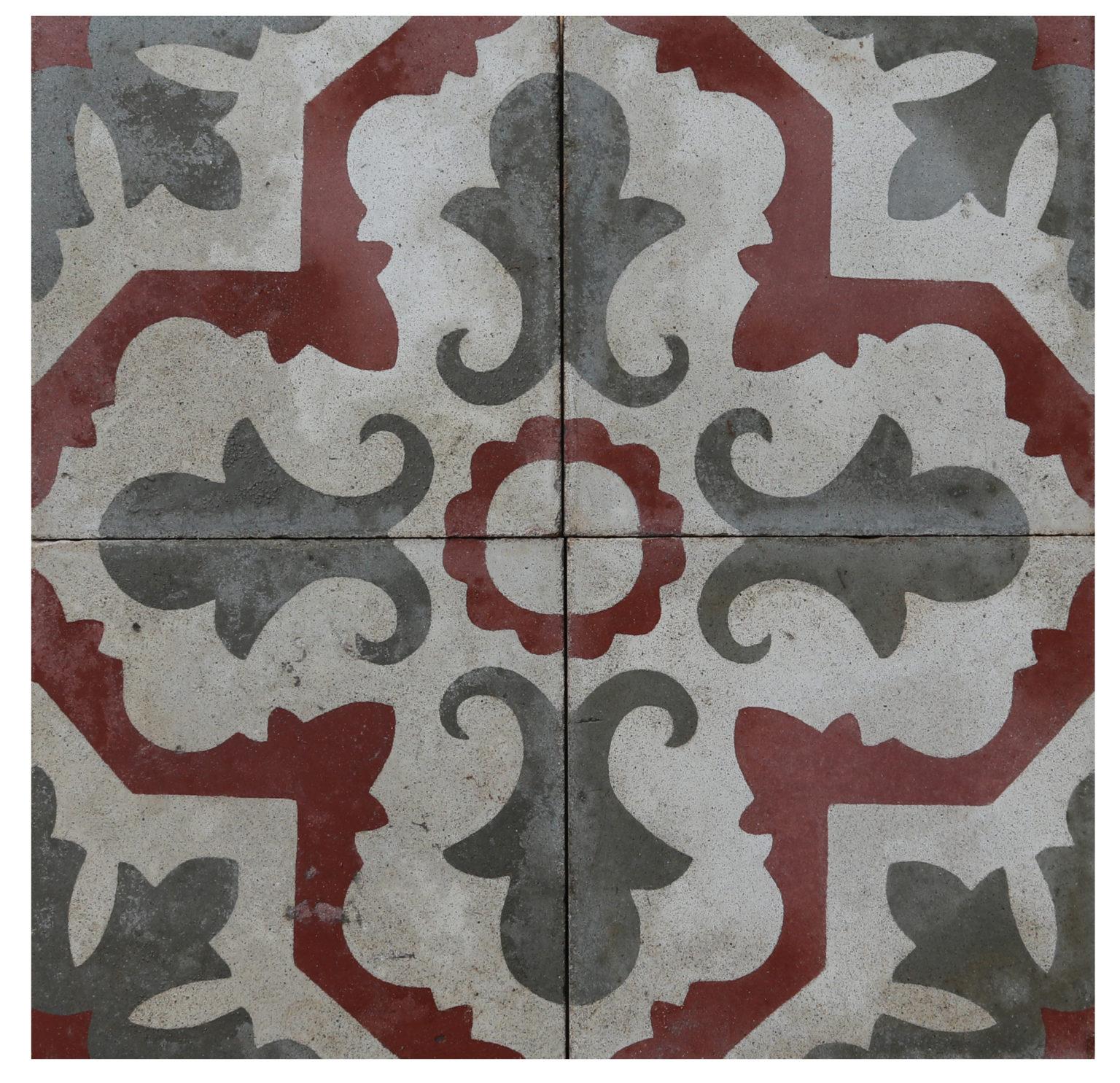 Set of Reclaimed Patterned Encaustic Floor Tiles In Fair Condition In Wormelow, Herefordshire