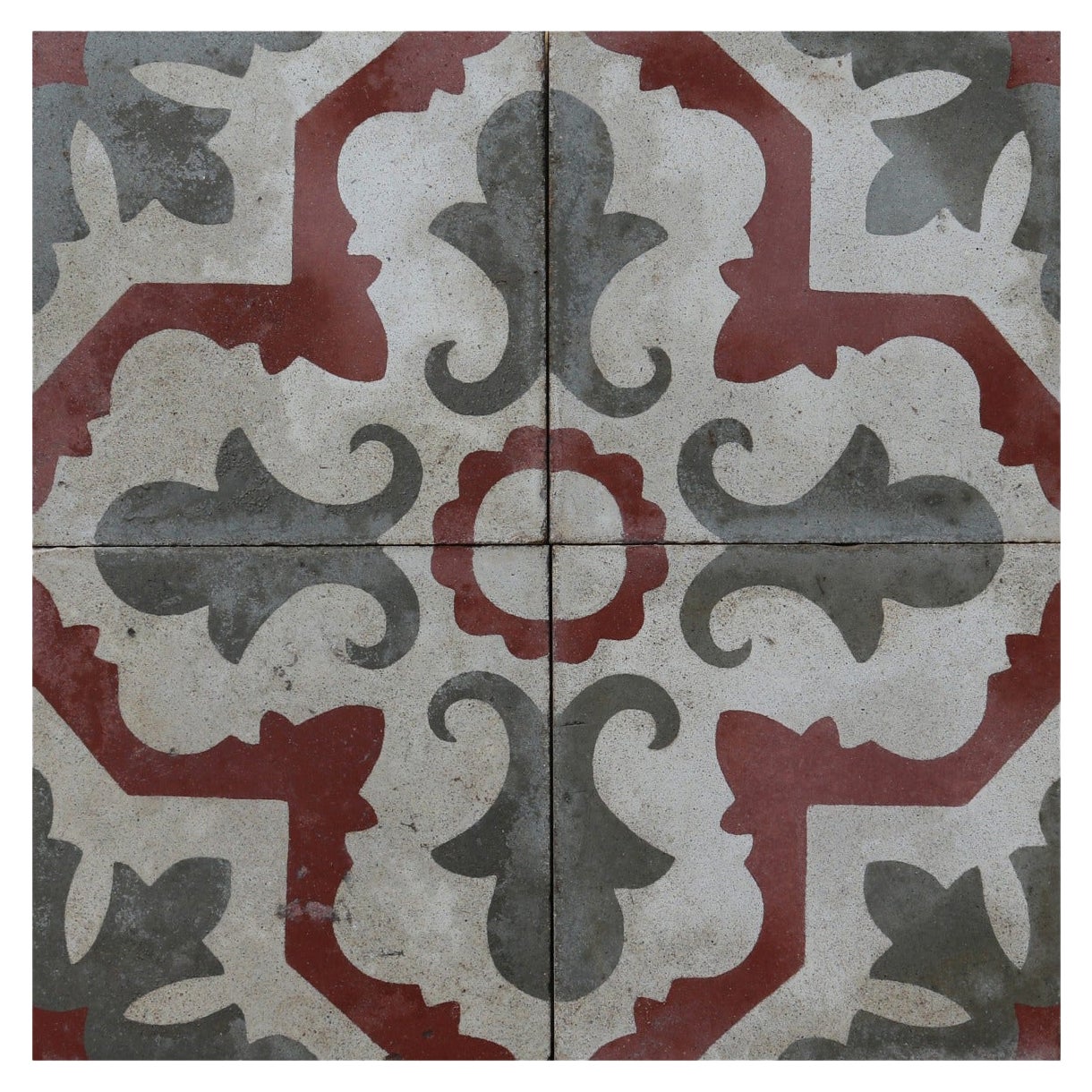 Set of Reclaimed Patterned Encaustic Floor Tiles