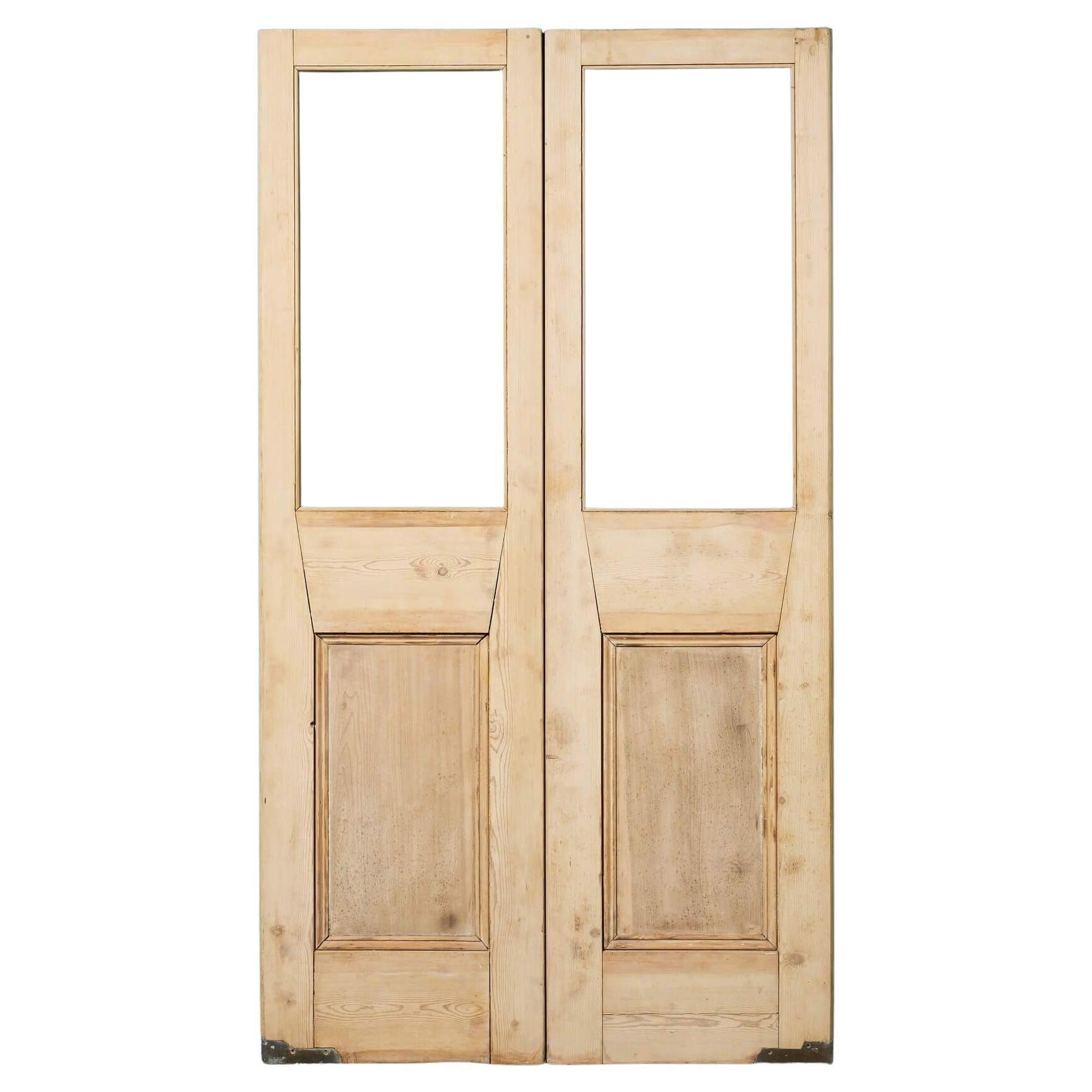 Set of Reclaimed Pine Double Doors for Glazing